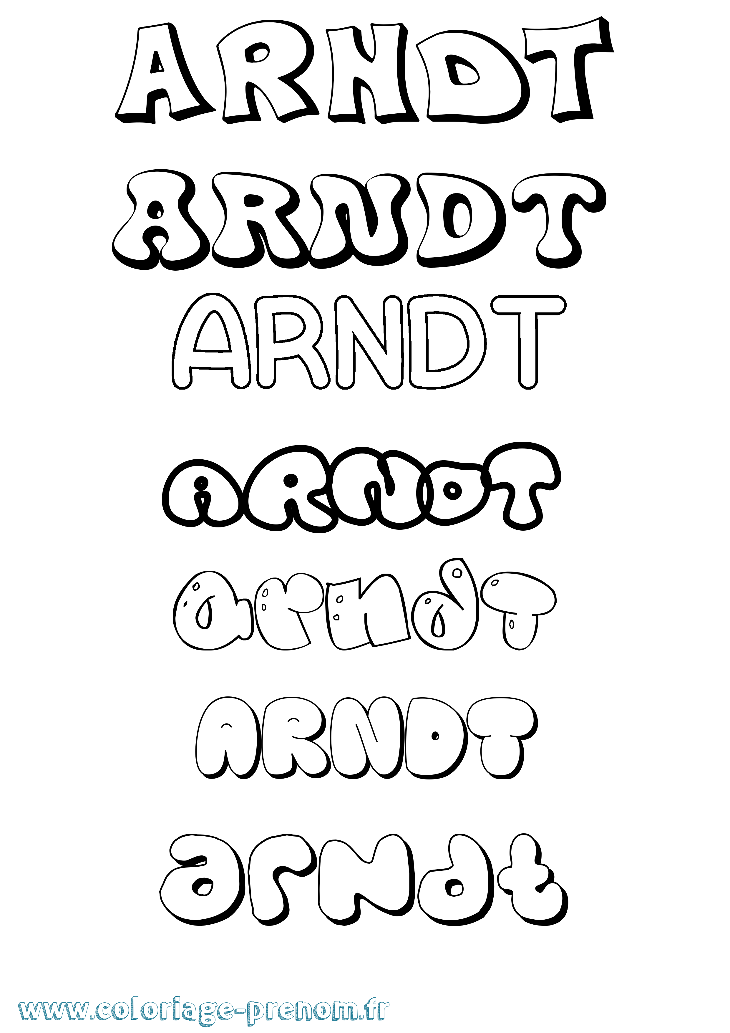 Coloriage Arndt Bubble Coloriage prénom Arndt Bubble