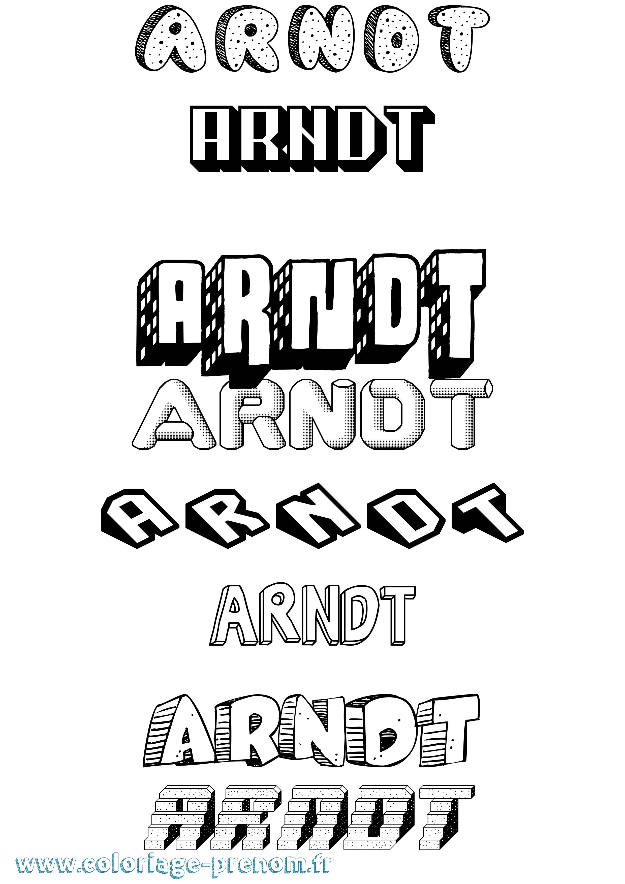 Coloriage Arndt Effet 3D Coloriage prénom Arndt Effet 3D