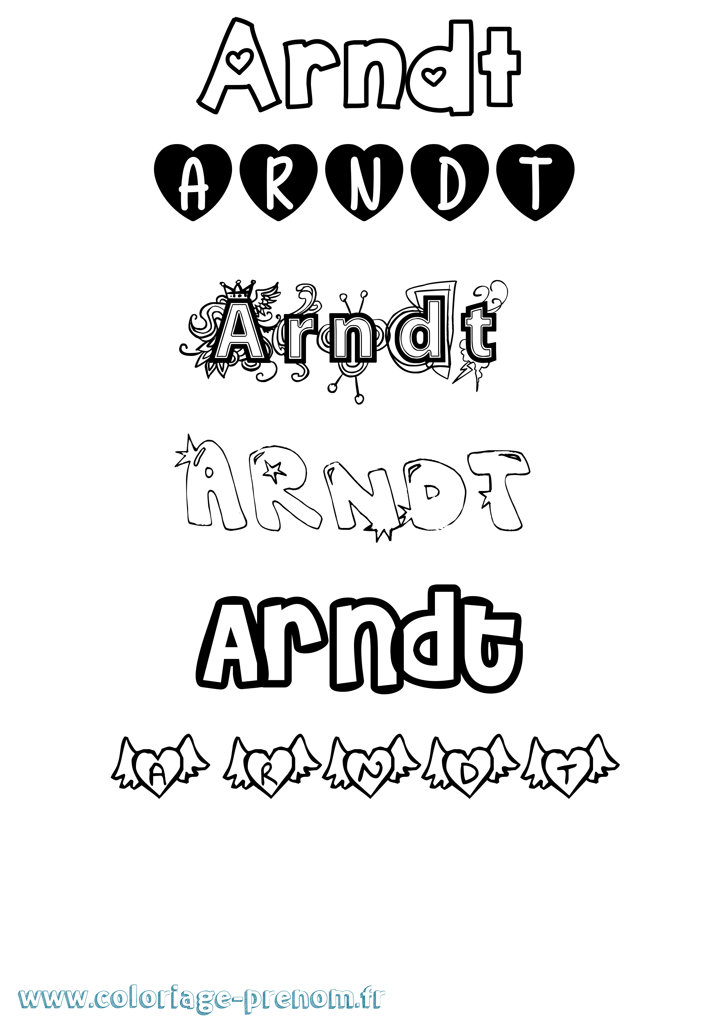 Coloriage Arndt Girly Coloriage prénom Arndt Girly