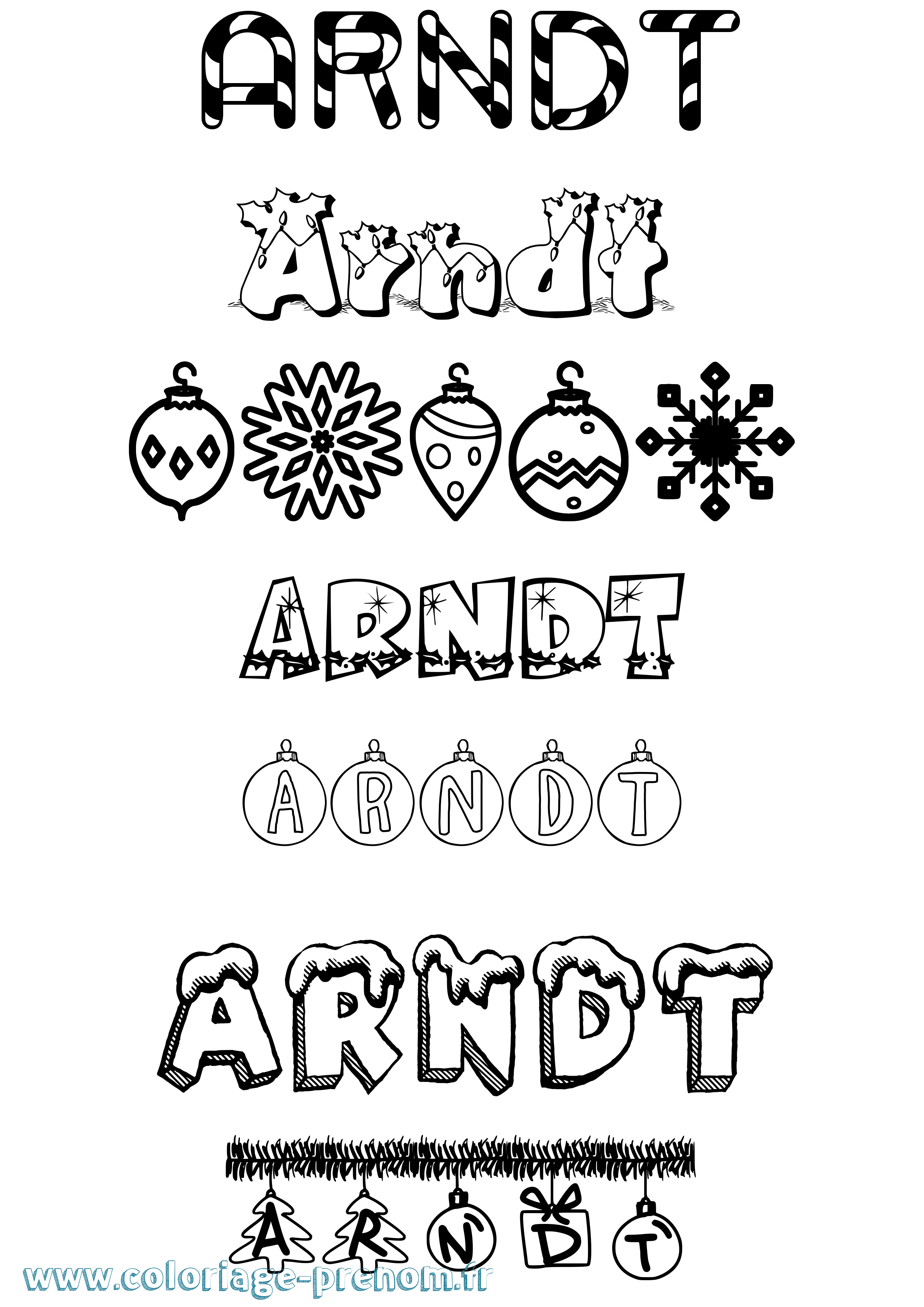 Coloriage Arndt Noël Coloriage prénom Arndt Noël