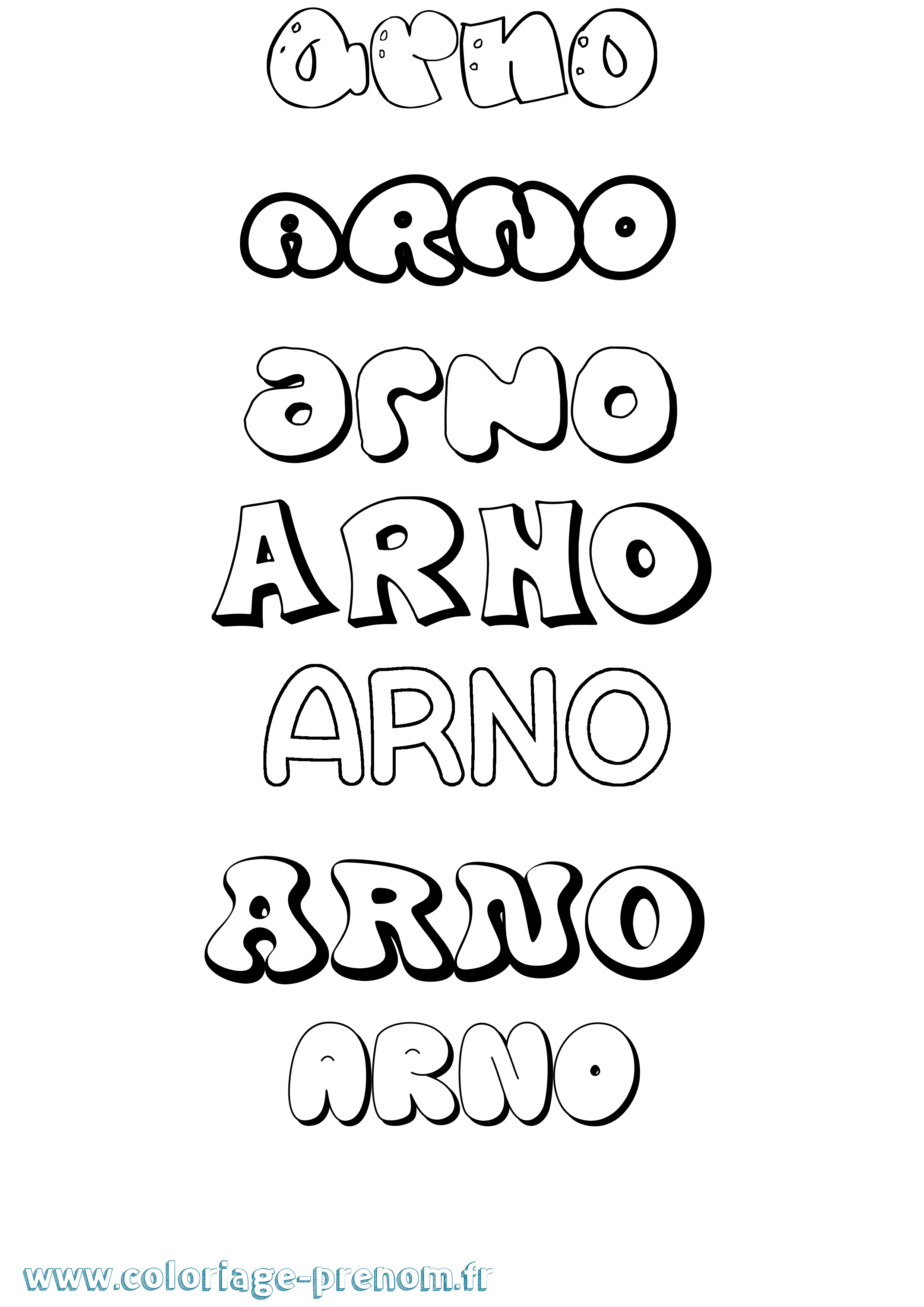 Coloriage prénom Arno Bubble