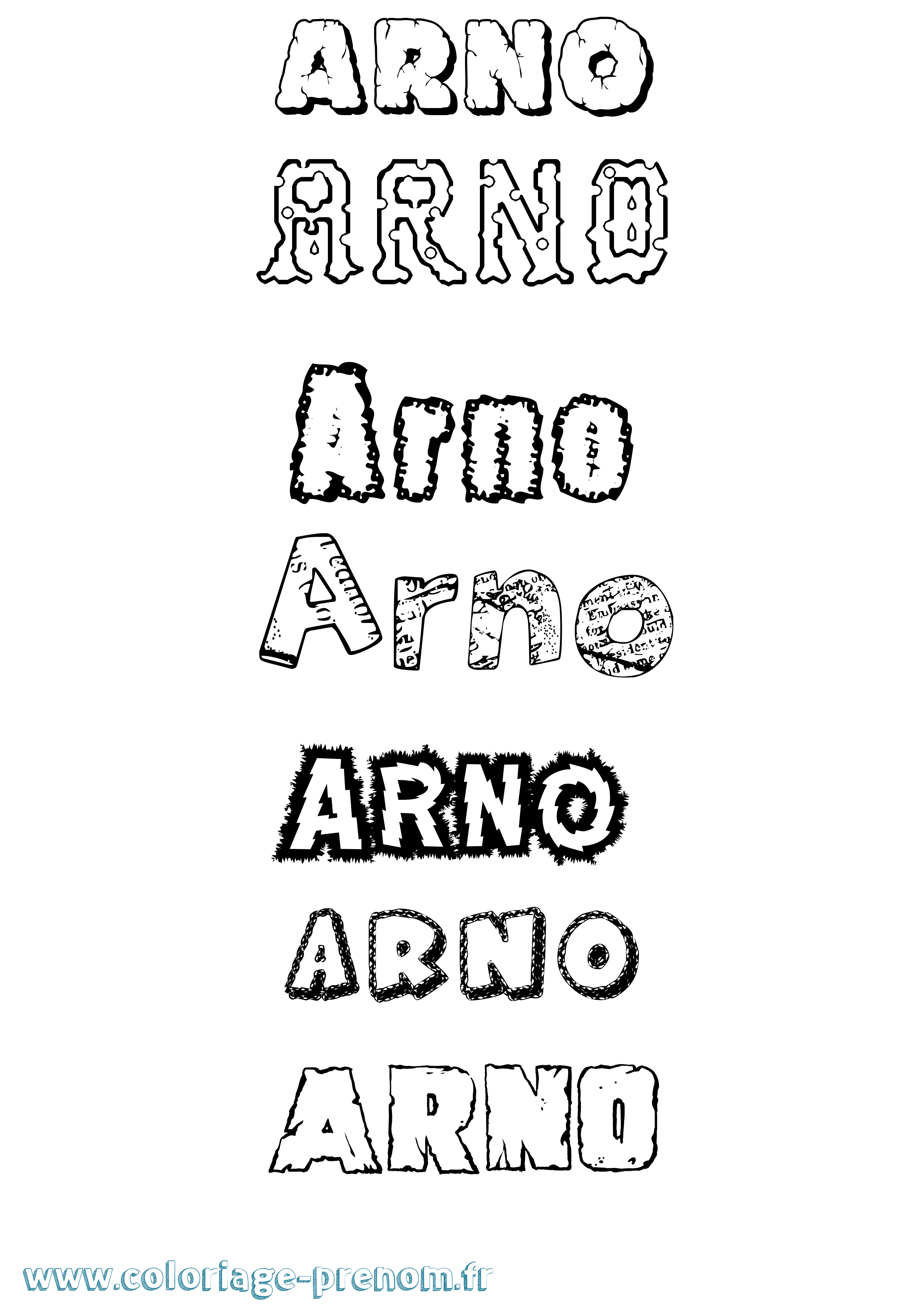 Coloriage prénom Arno Destructuré