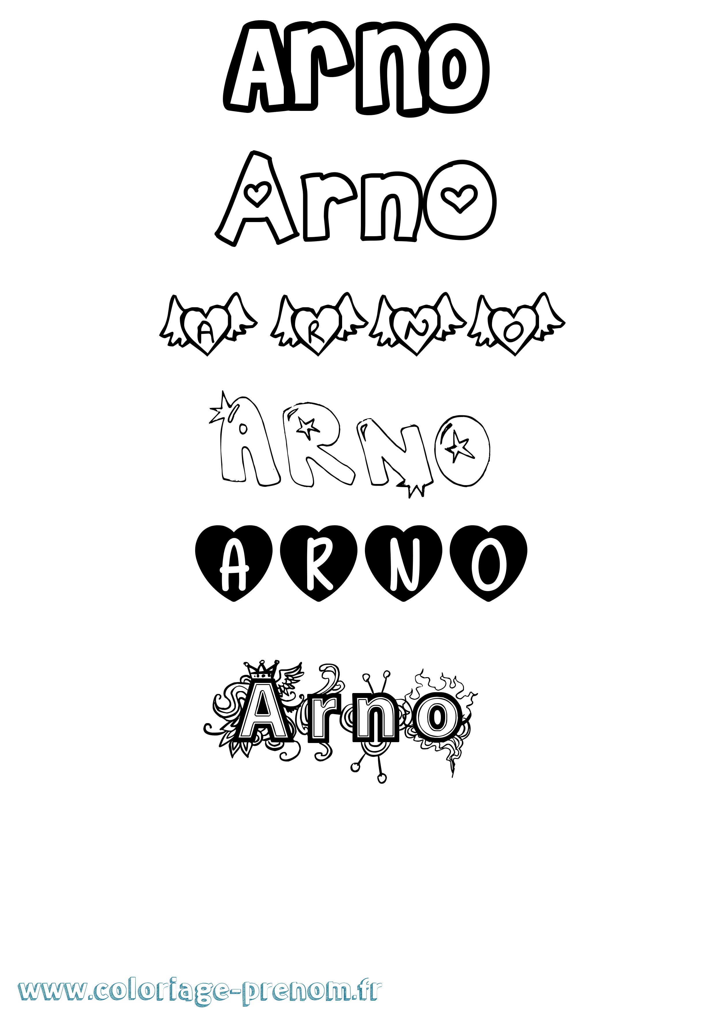Coloriage prénom Arno Girly