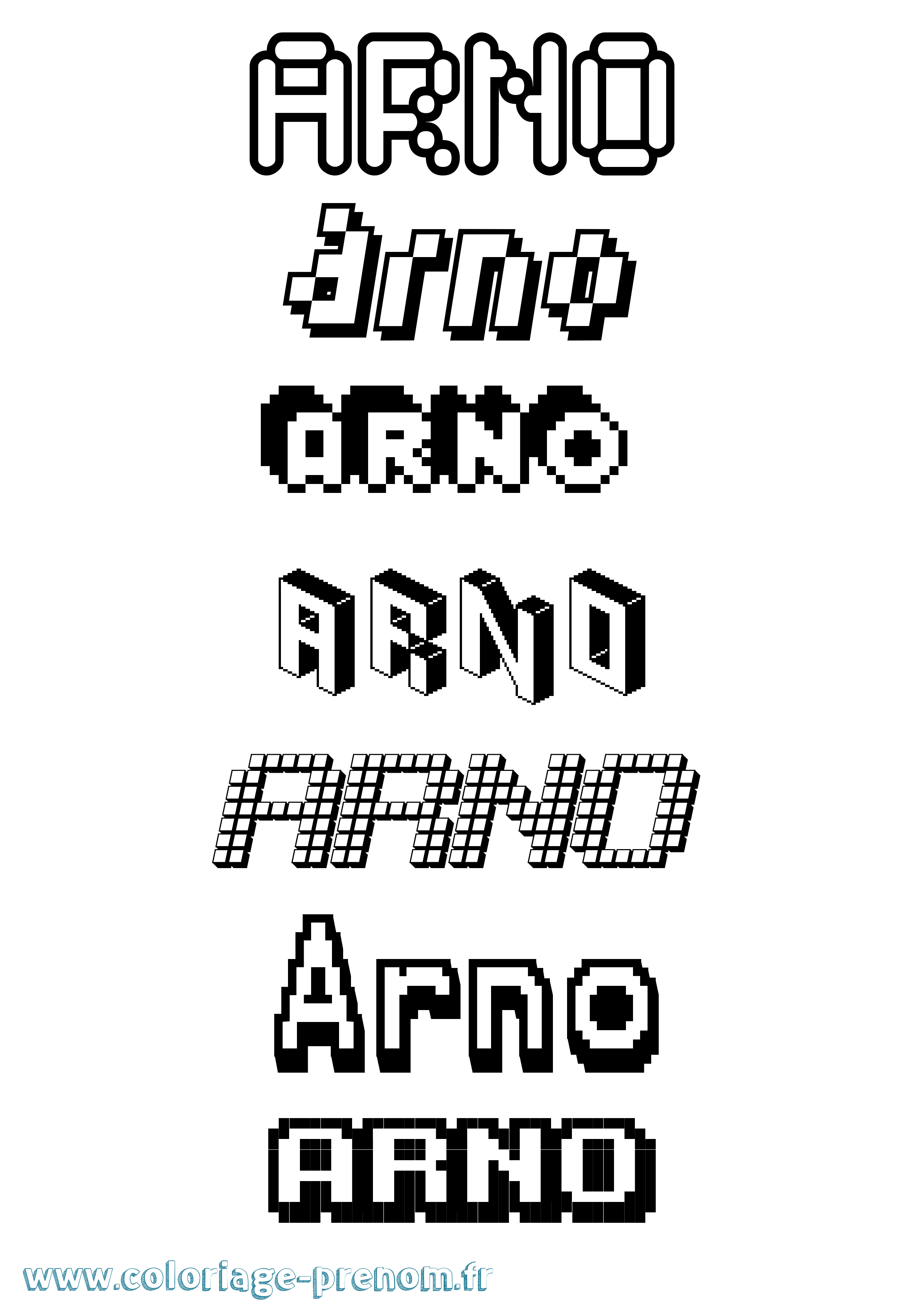 Coloriage prénom Arno Pixel