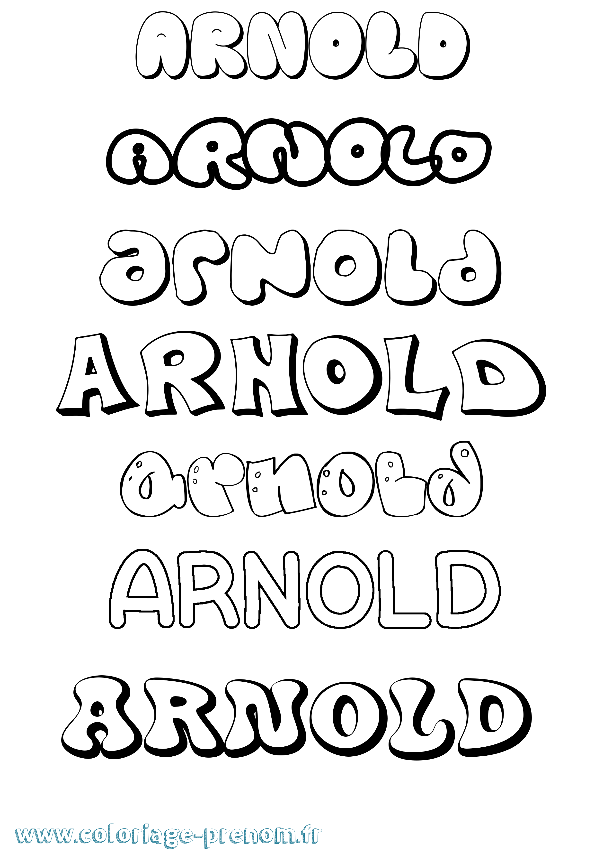 Coloriage Arnold Bubble Coloriage prénom Arnold Bubble