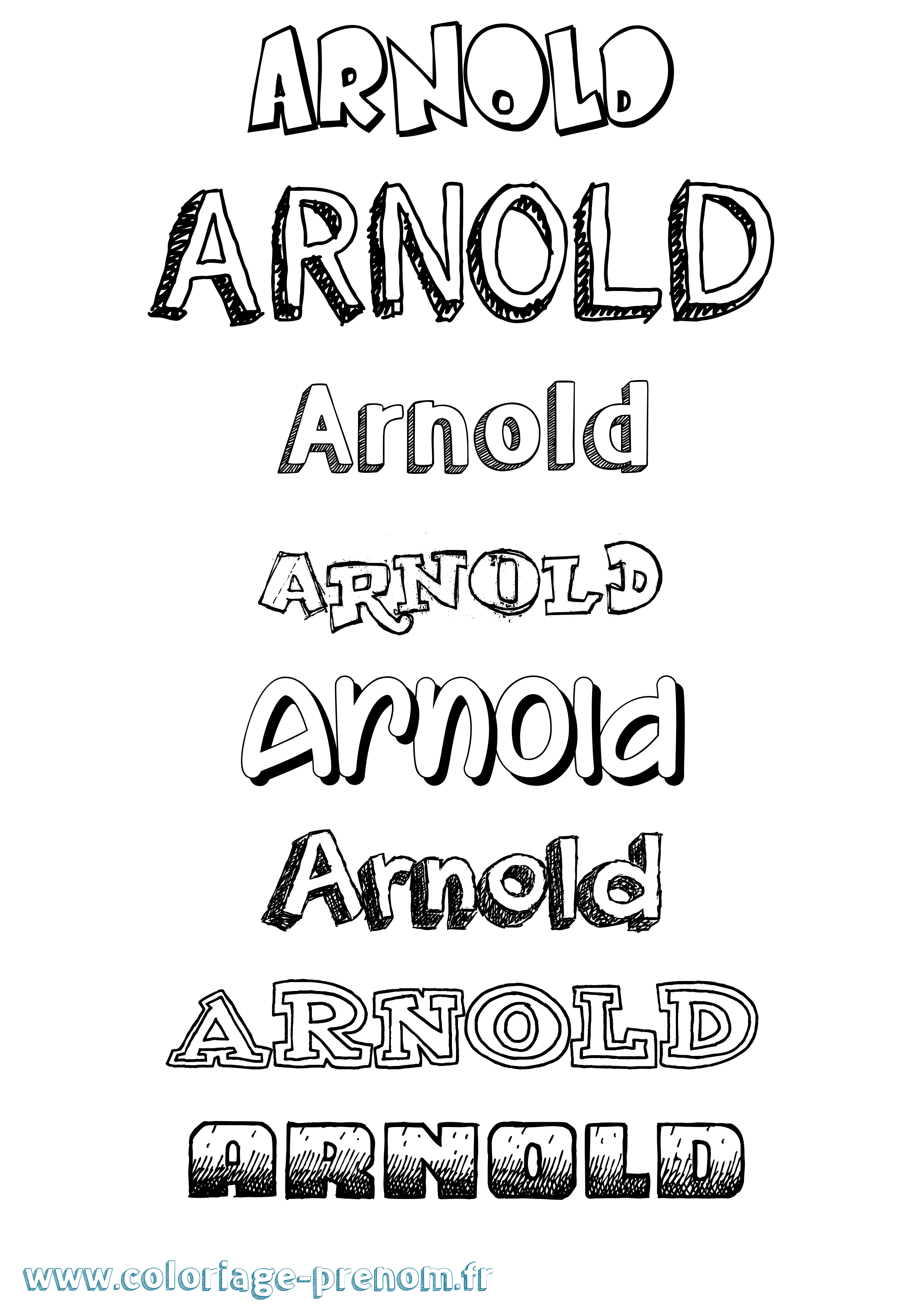Coloriage Arnold Dessiné Coloriage prénom Arnold Dessiné