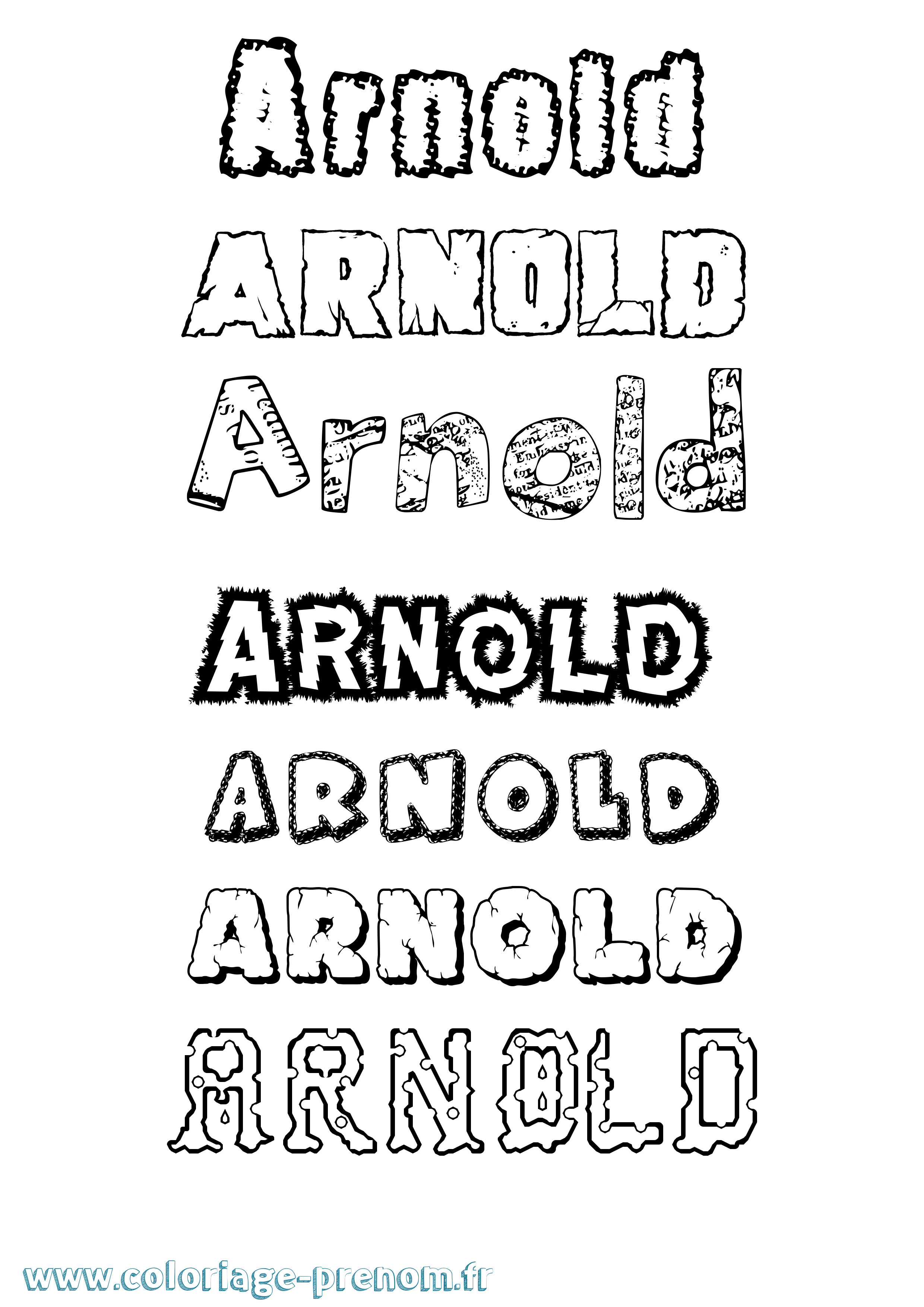 Coloriage Arnold Destructuré Coloriage prénom Arnold Destructuré