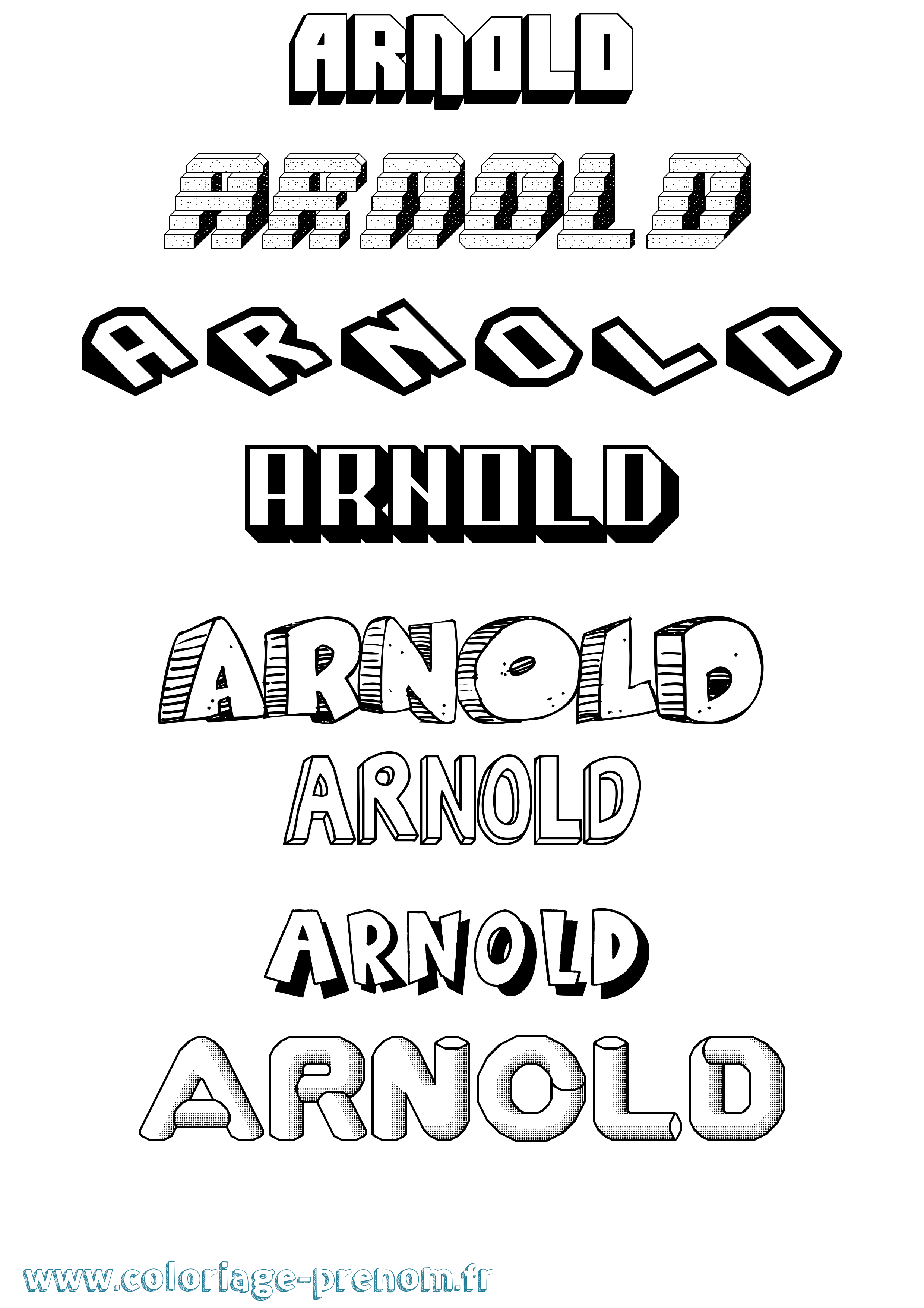 Coloriage Arnold Effet 3D Coloriage prénom Arnold Effet 3D