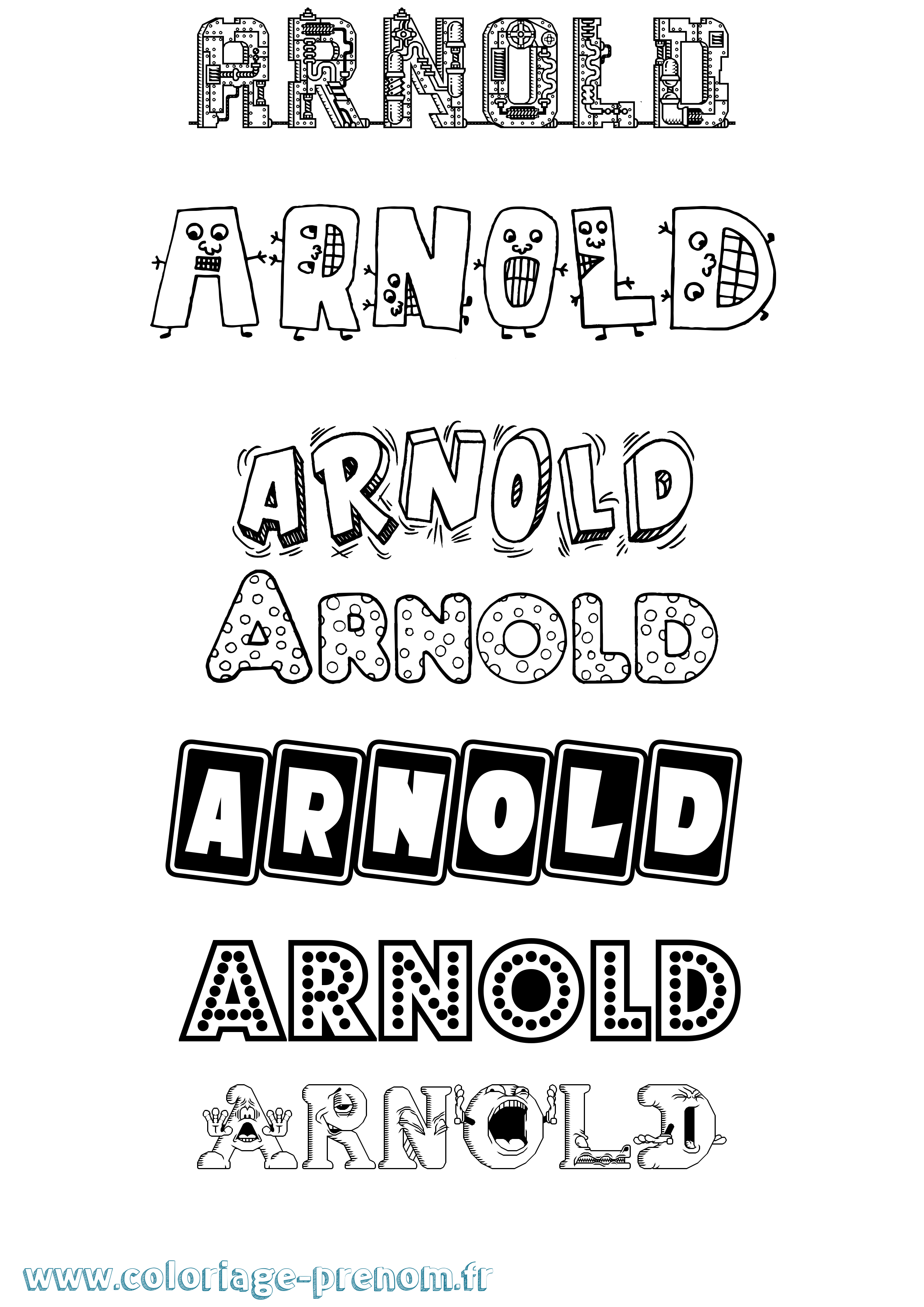 Coloriage Arnold Fun Coloriage prénom Arnold Fun