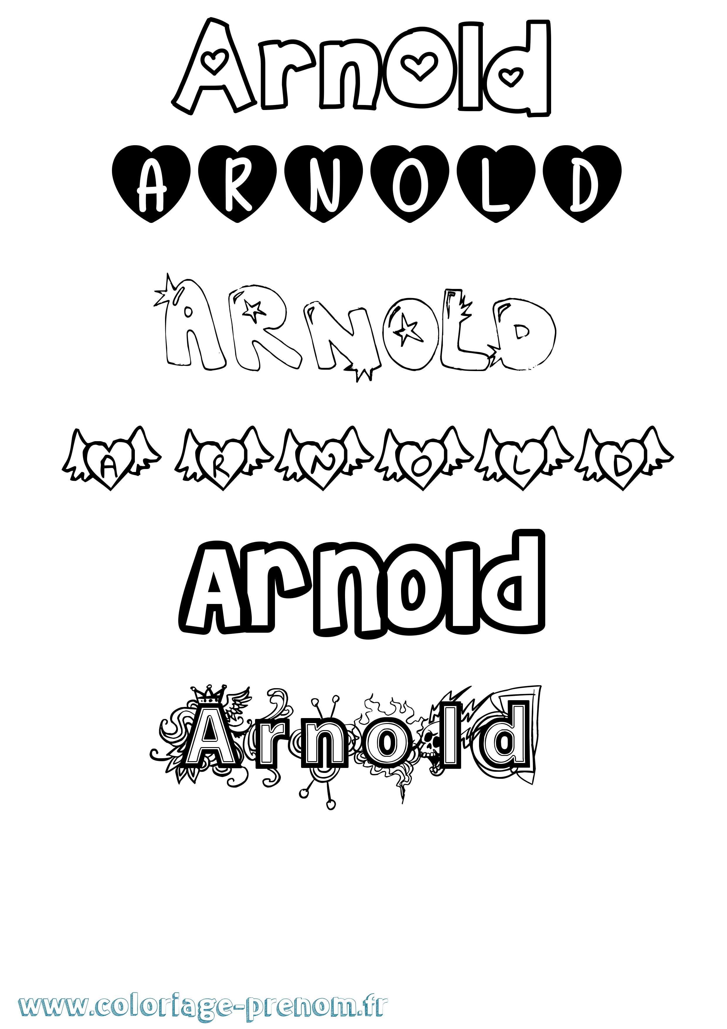 Coloriage prénom Arnold Girly