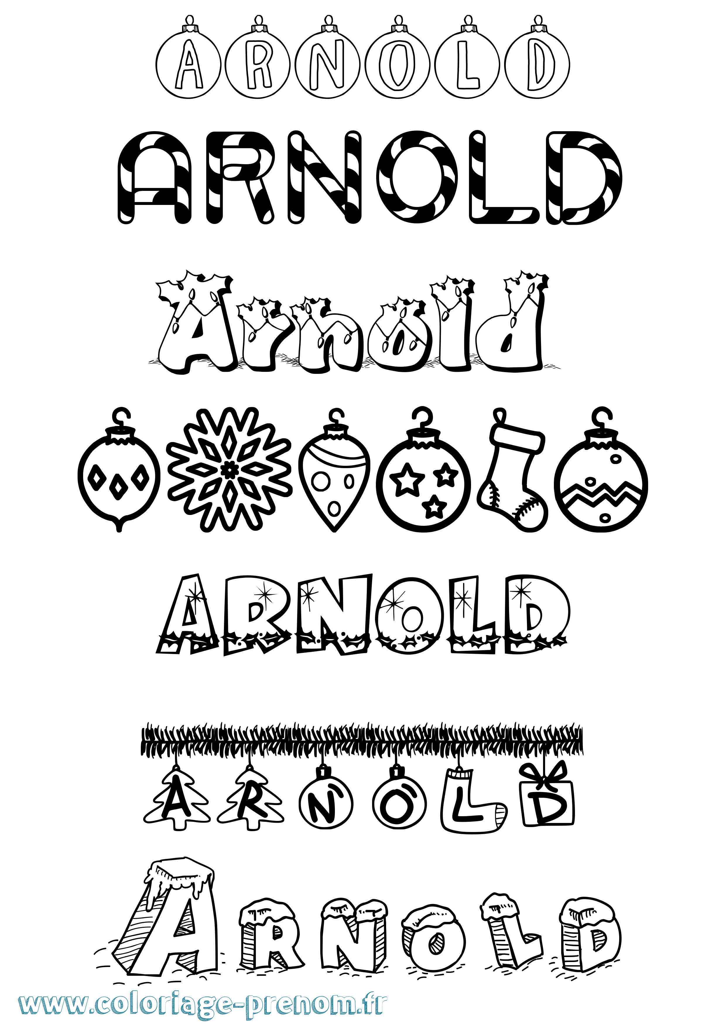 Coloriage prénom Arnold Noël