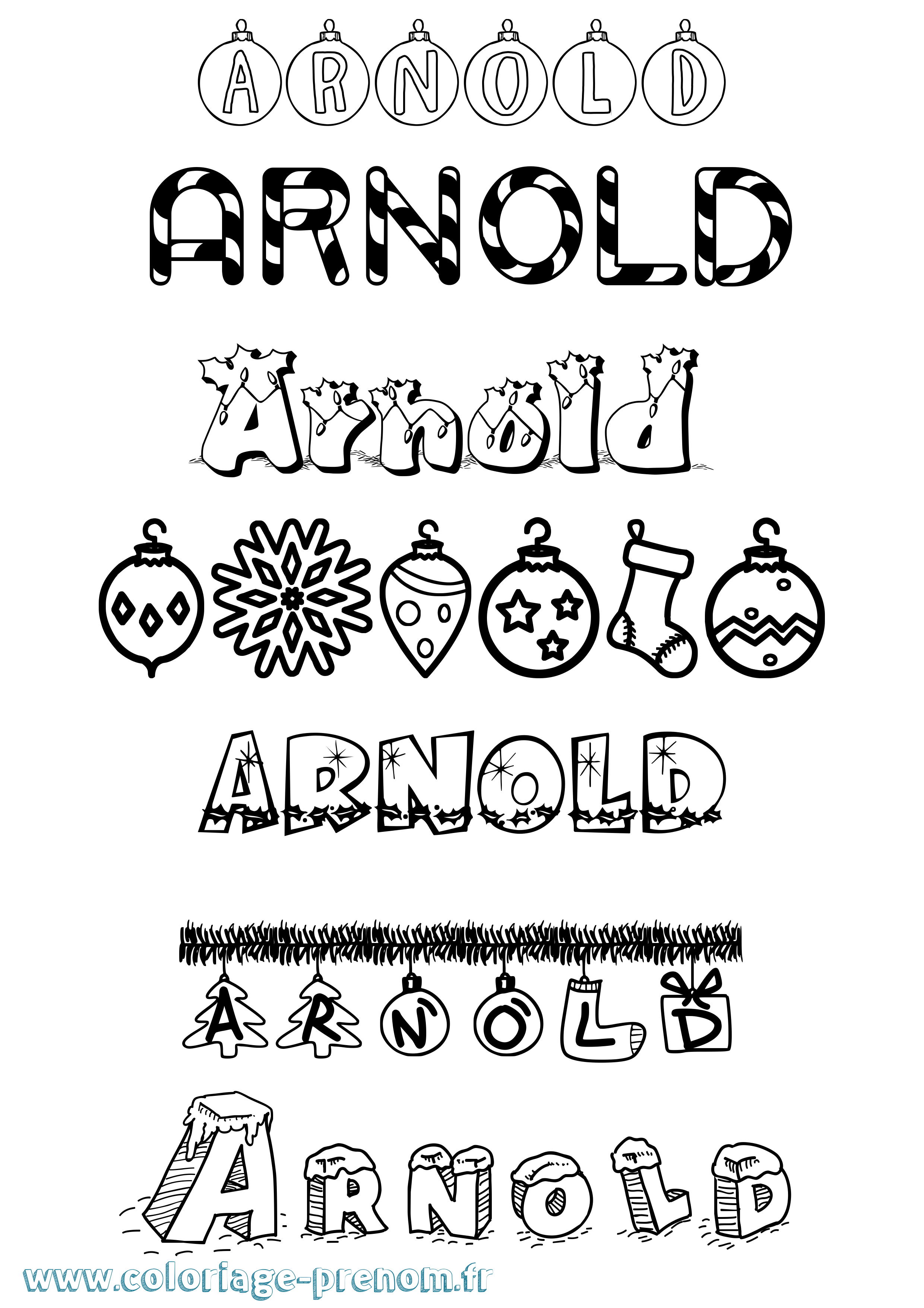 Coloriage Arnold Noël Coloriage prénom Arnold Noël
