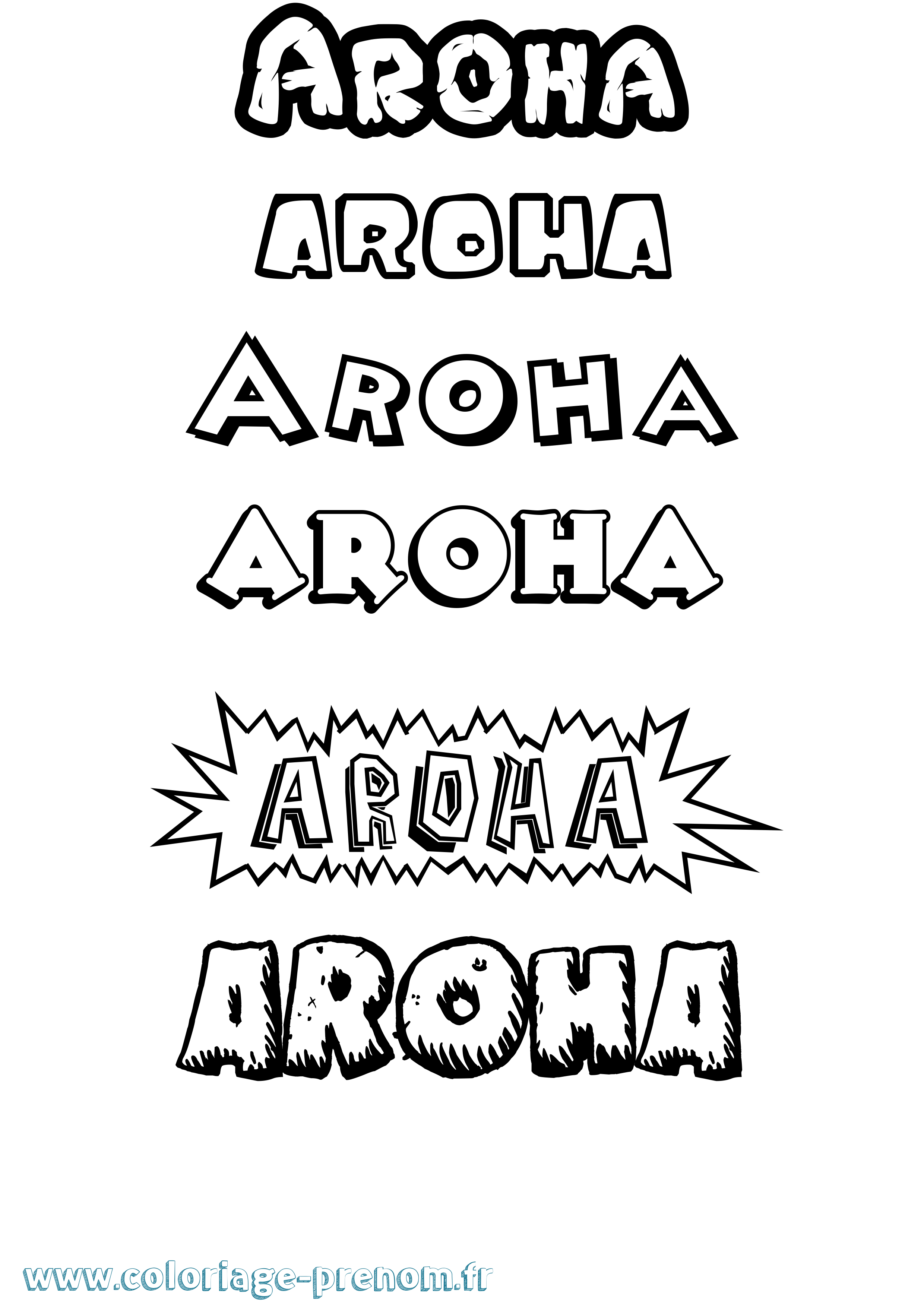 Coloriage prénom Aroha Dessin Animé