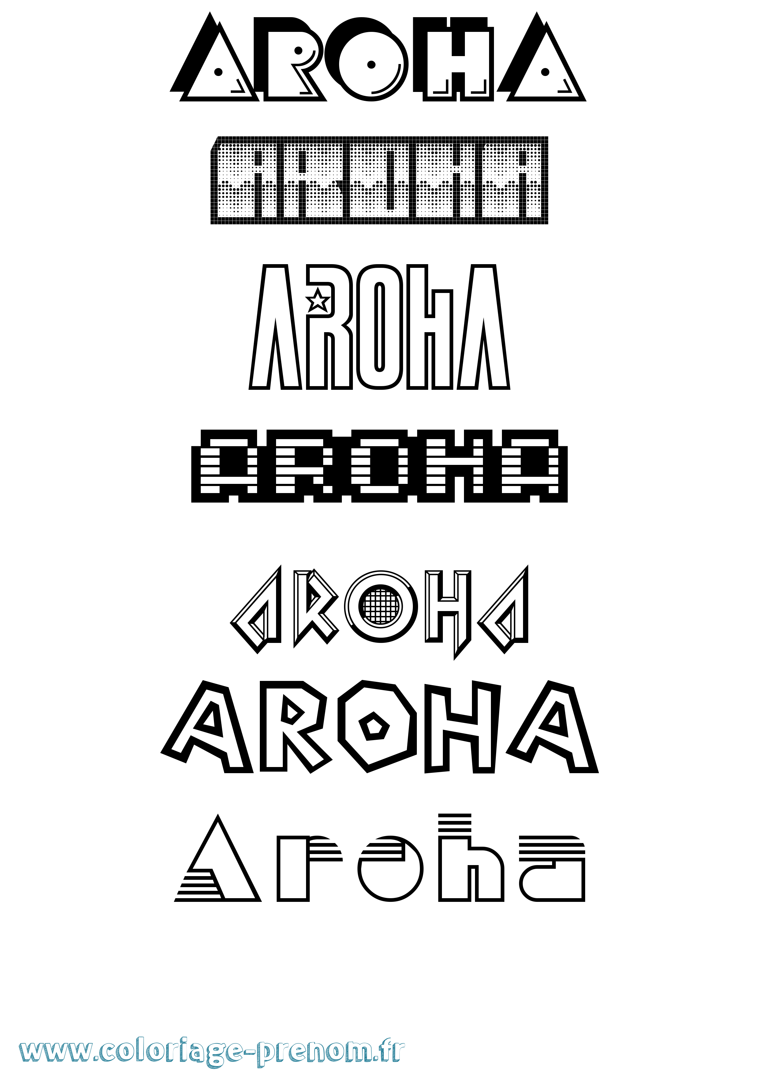 Coloriage prénom Aroha Jeux Vidéos
