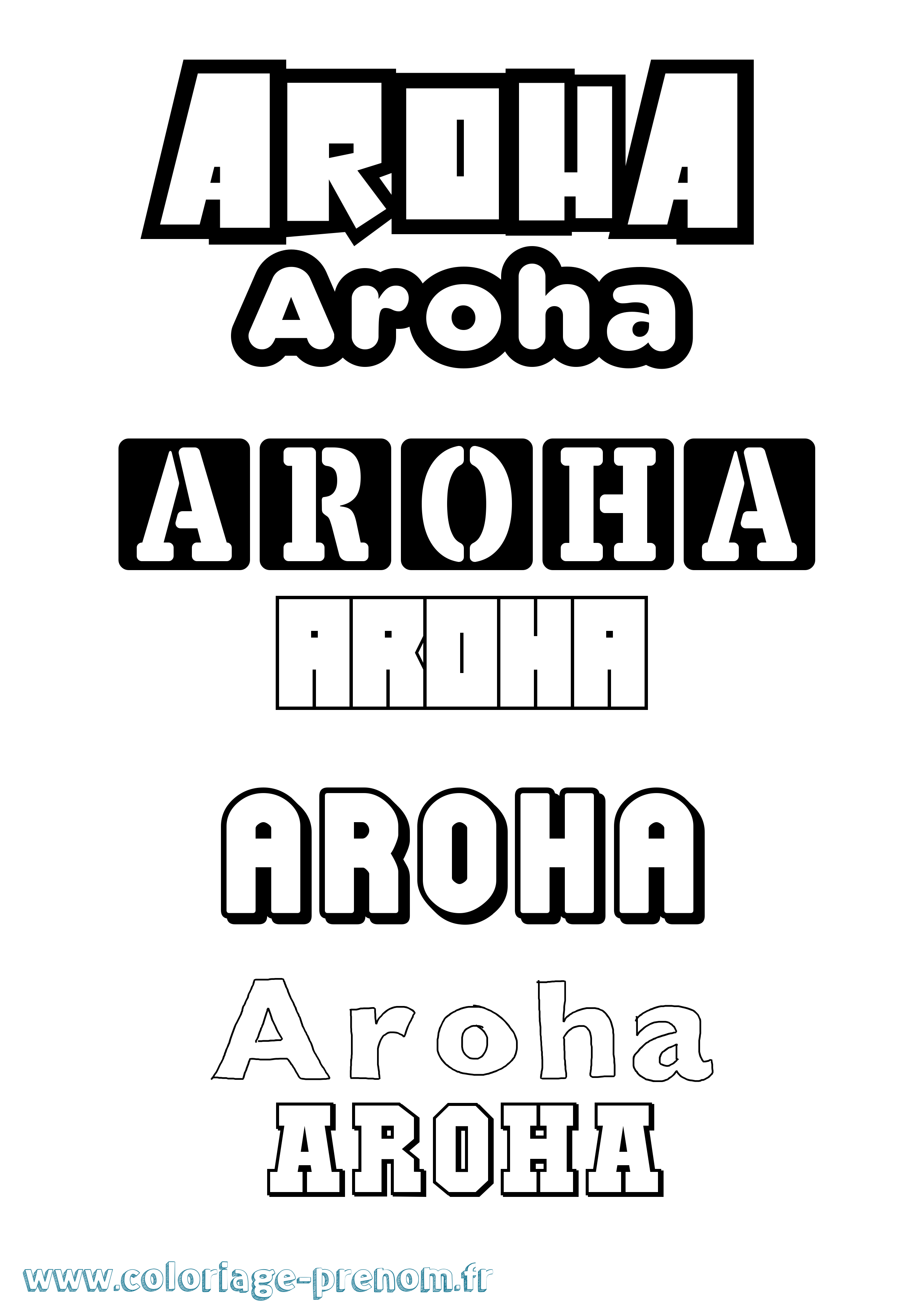 Coloriage prénom Aroha Simple
