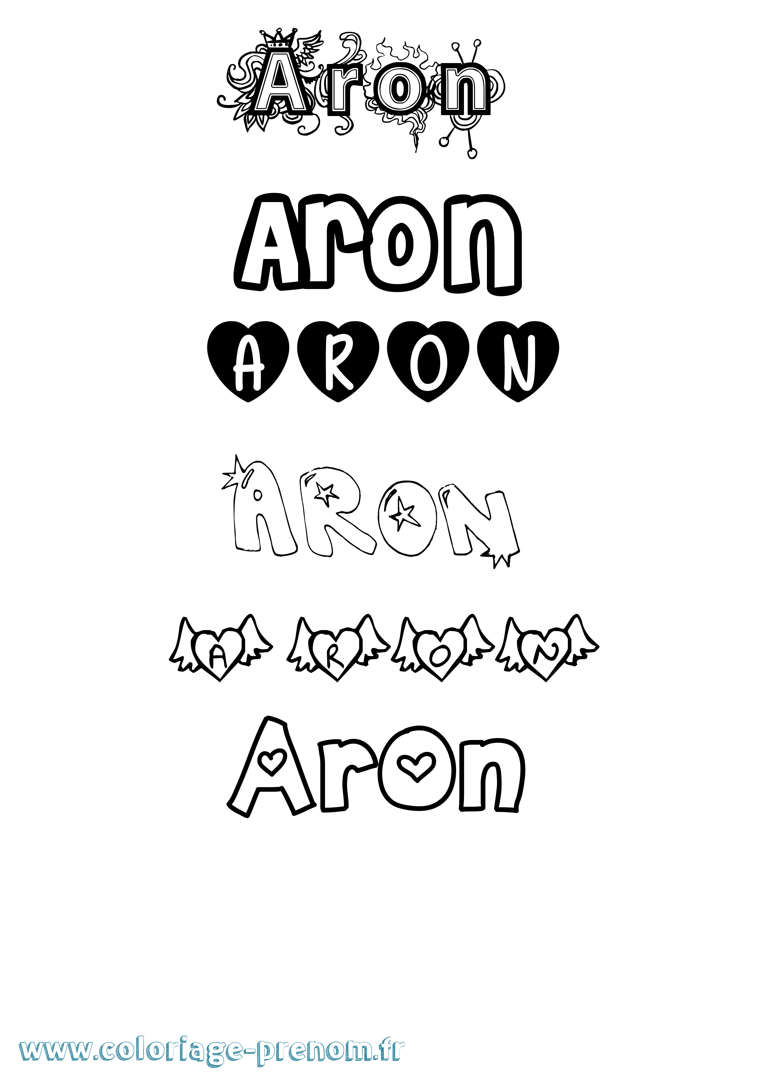 Coloriage prénom Aron Girly