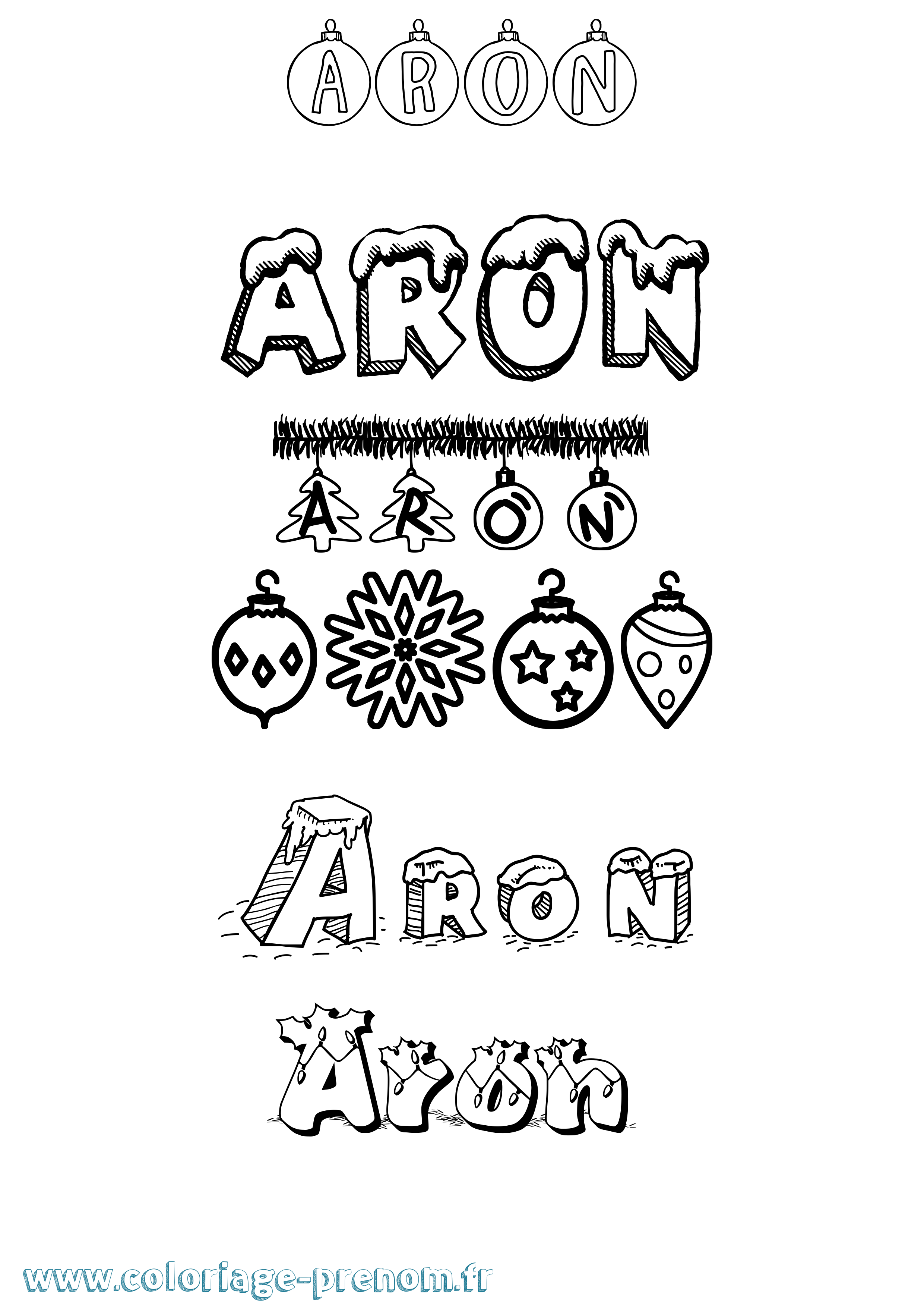 Coloriage prénom Aron Noël