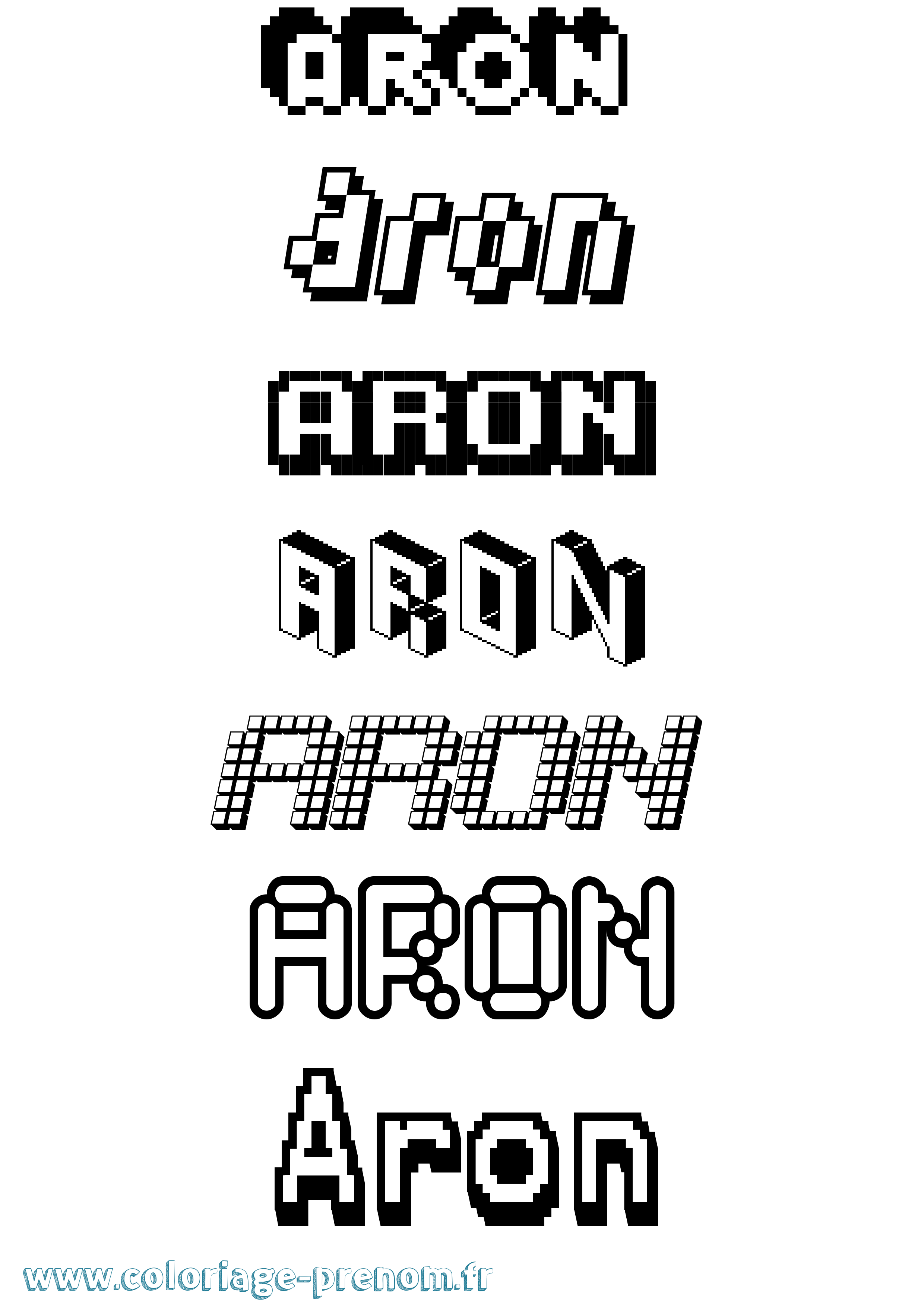 Coloriage prénom Aron Pixel