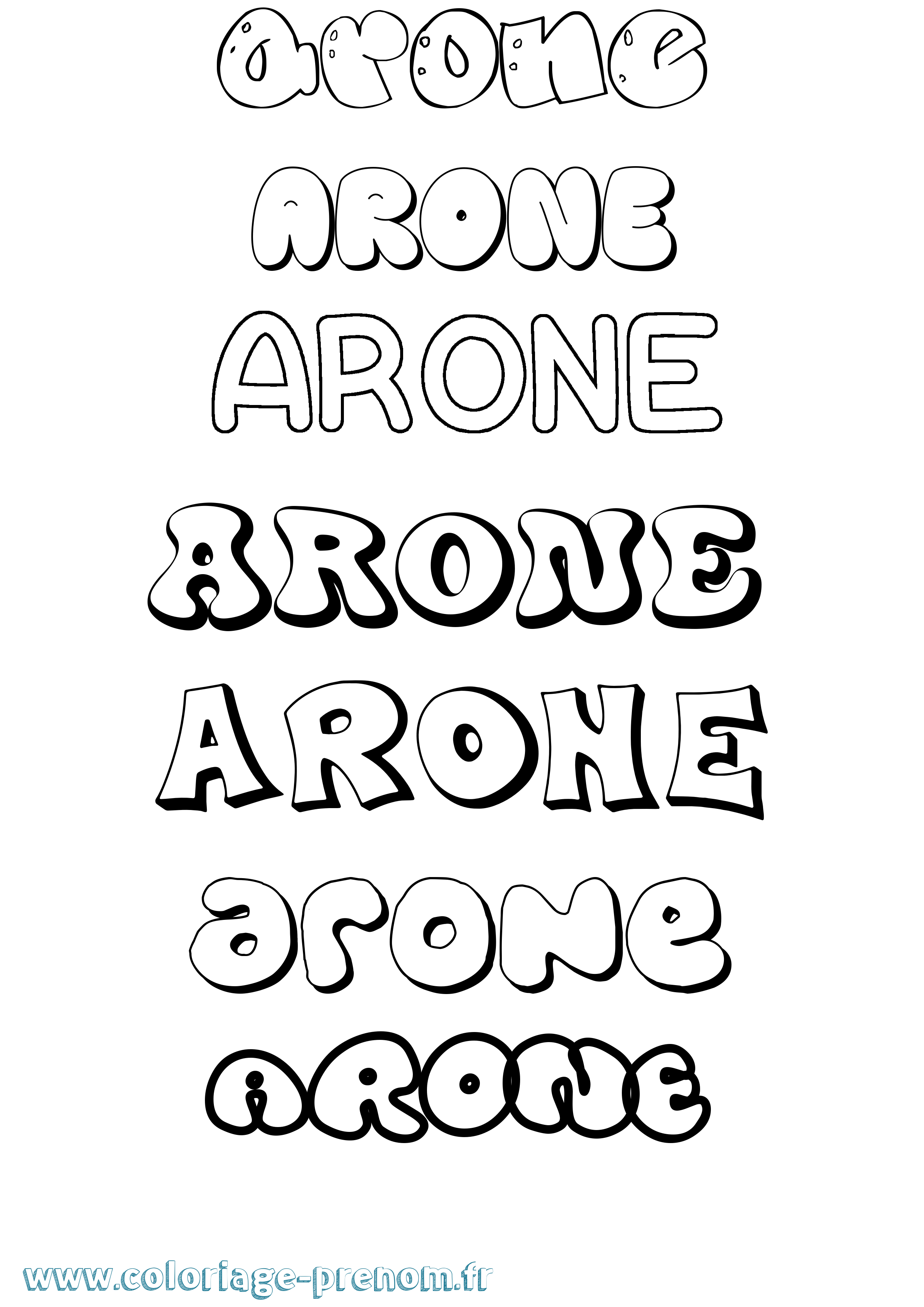 Coloriage prénom Arone Bubble