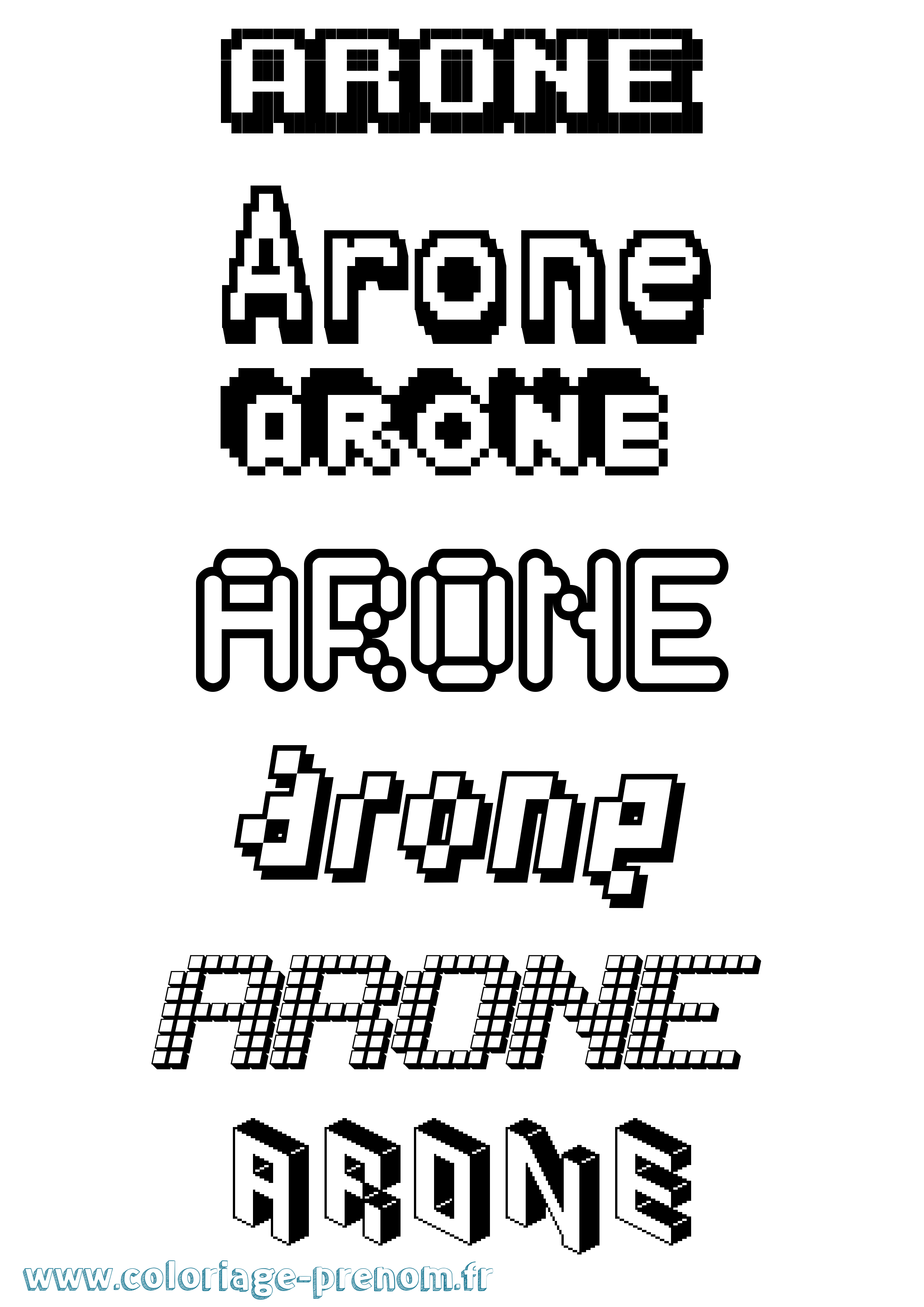 Coloriage prénom Arone Pixel