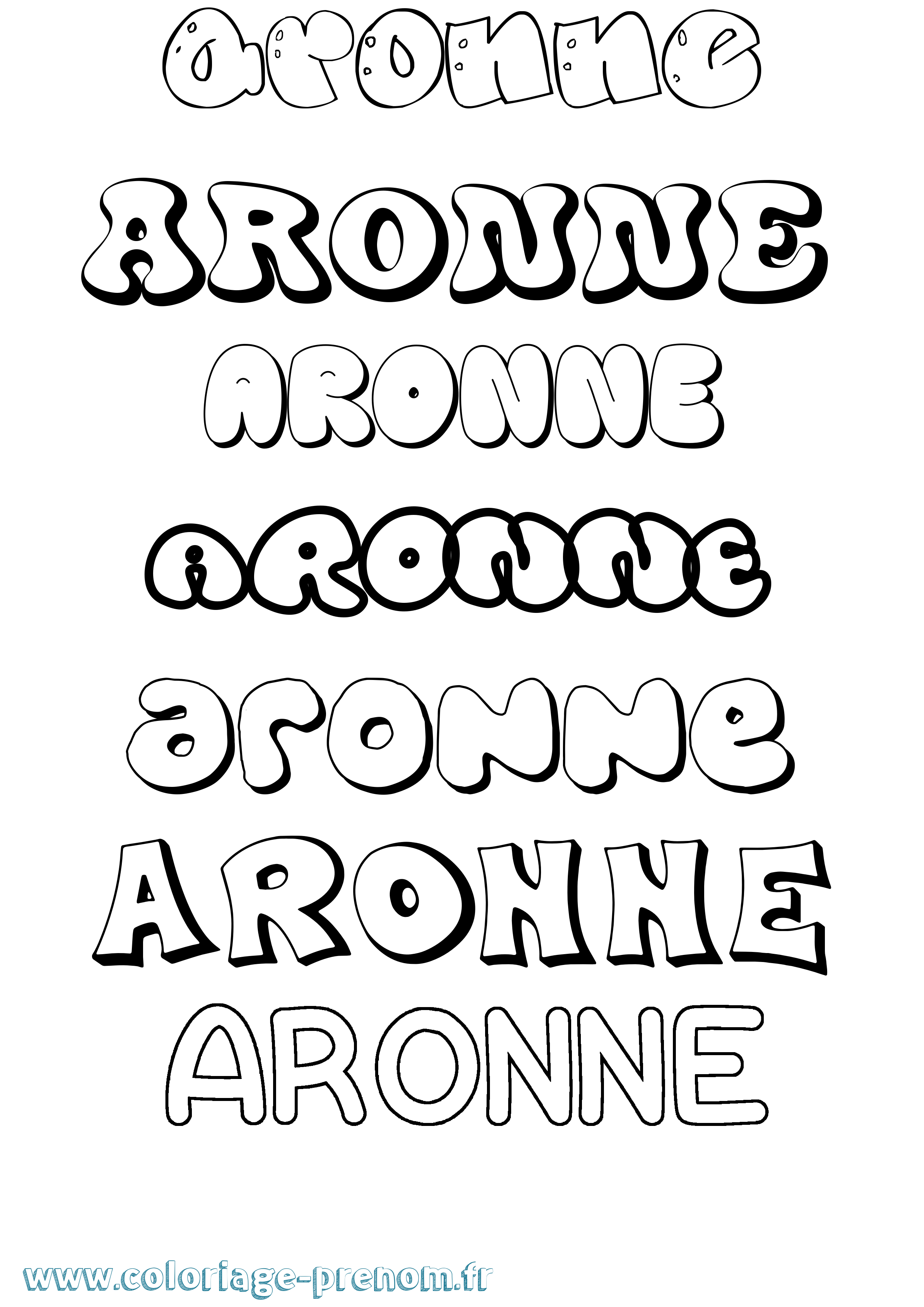 Coloriage prénom Aronne Bubble
