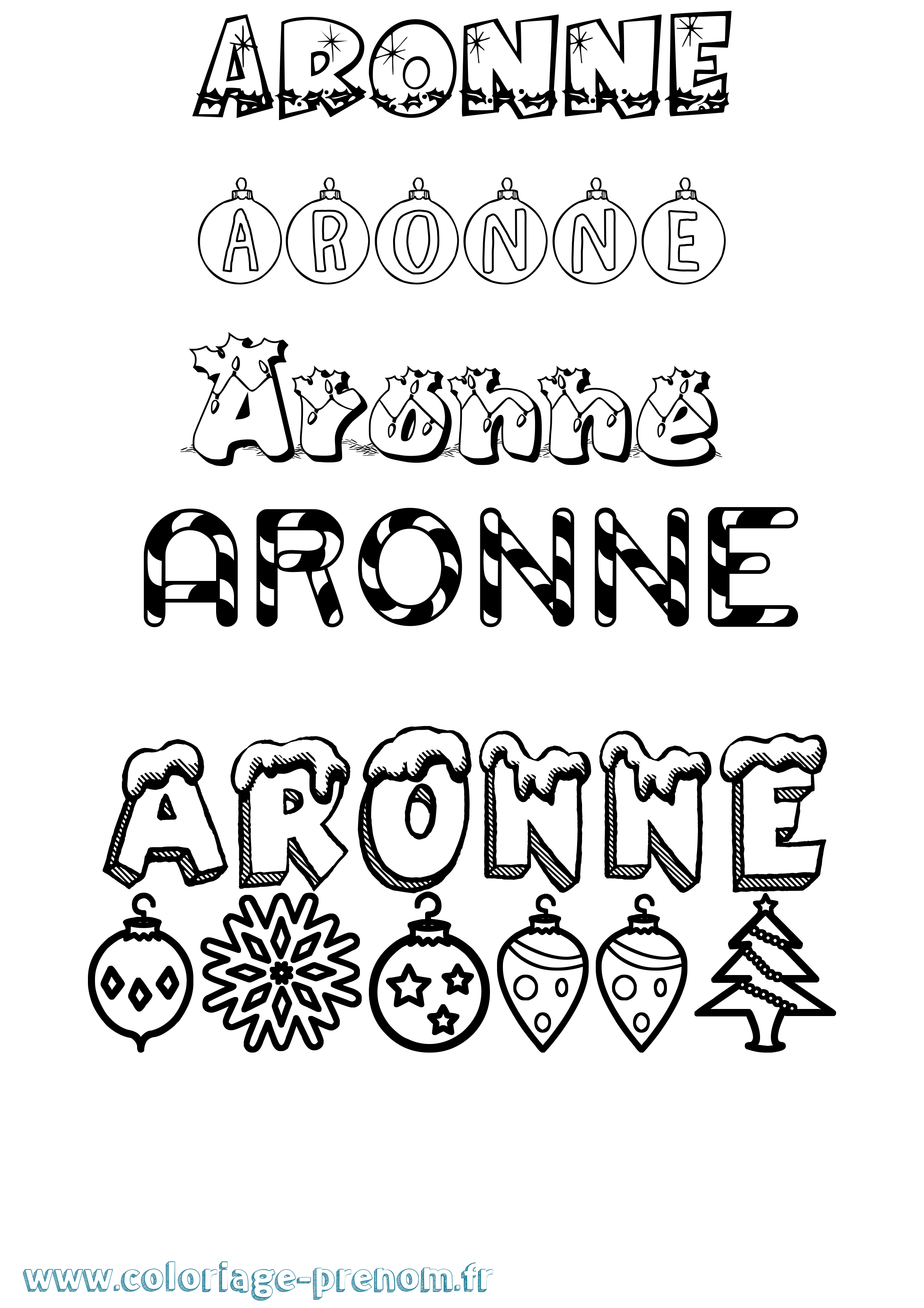 Coloriage prénom Aronne Noël