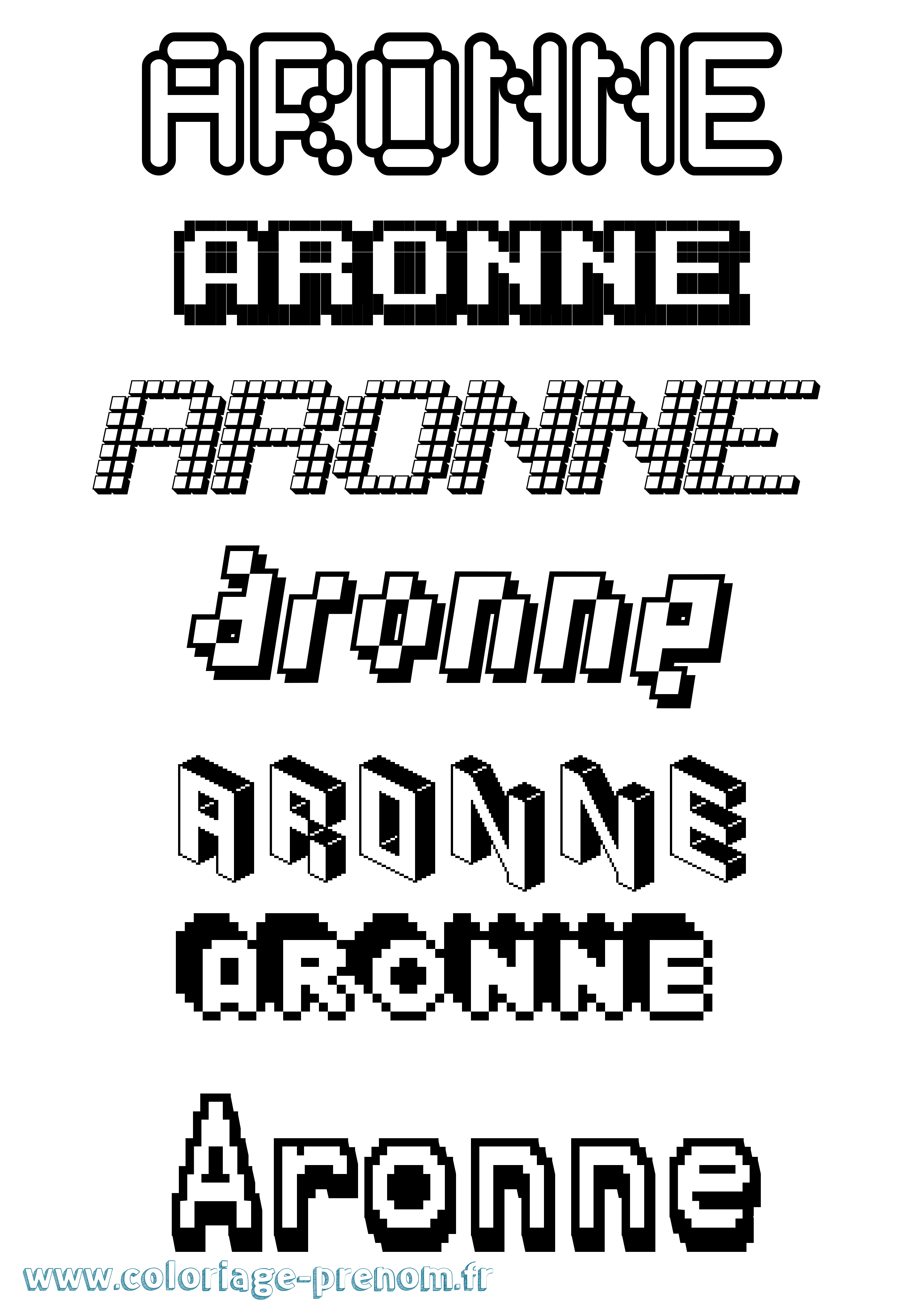 Coloriage prénom Aronne Pixel