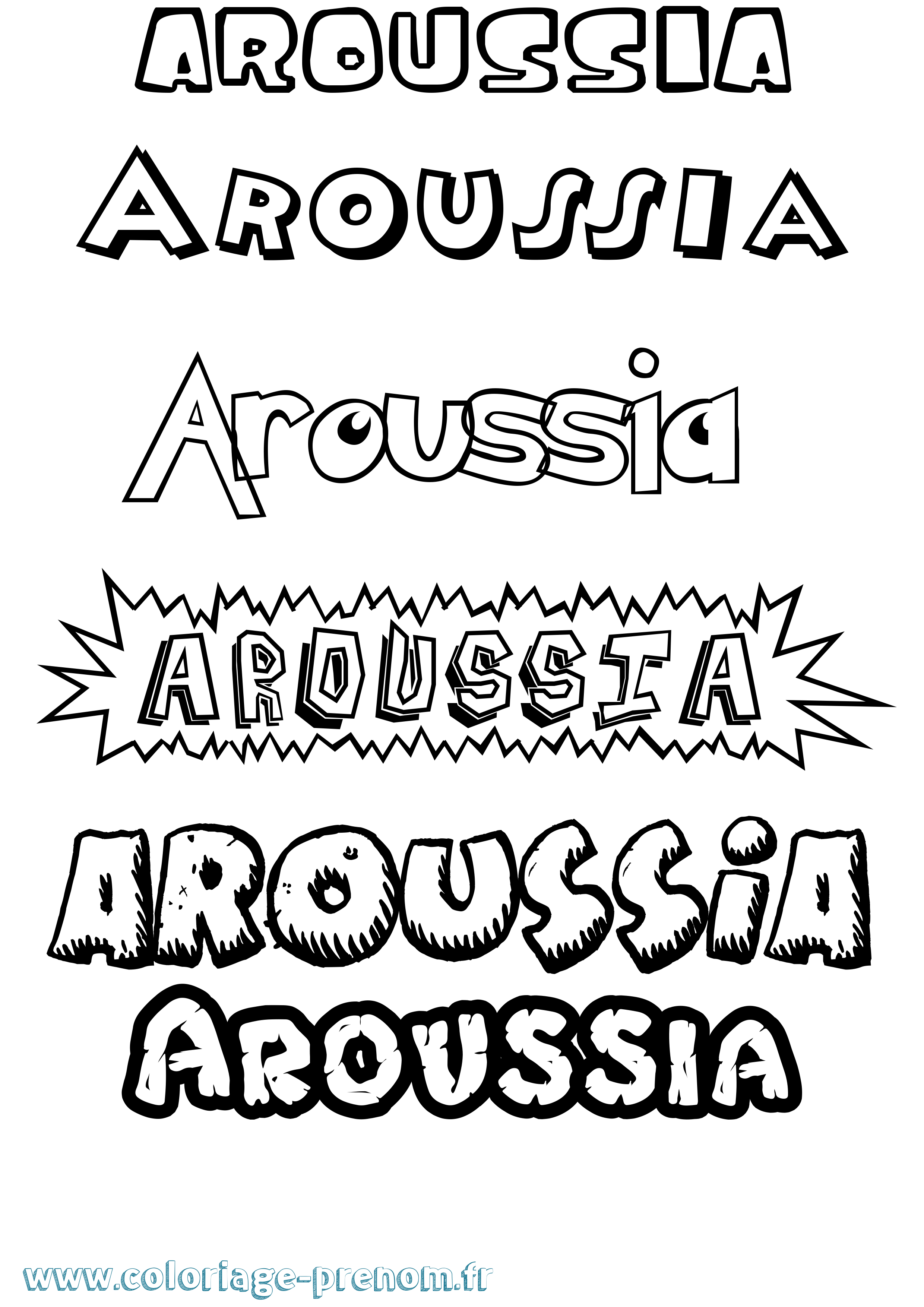 Coloriage prénom Aroussia Dessin Animé