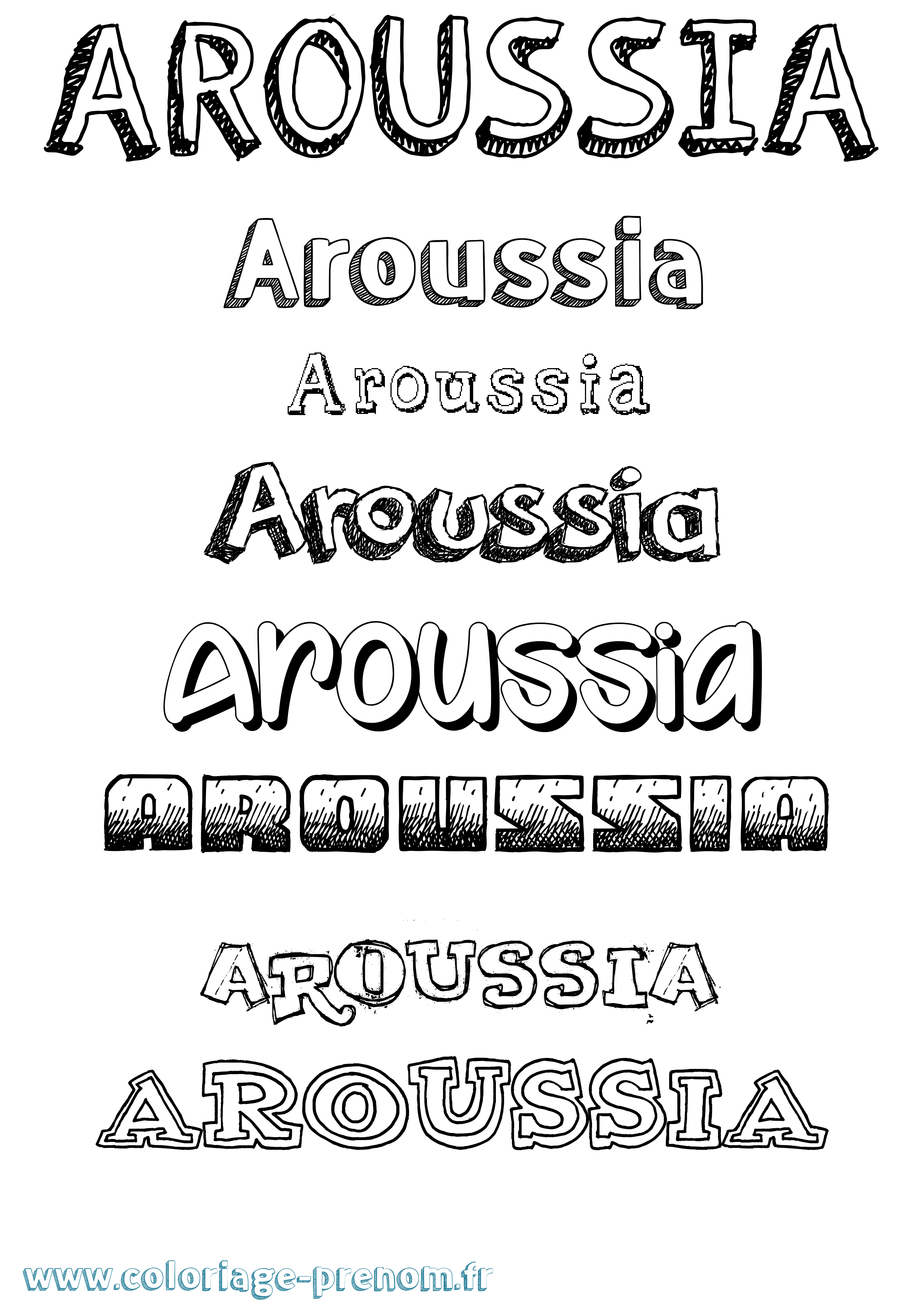 Coloriage prénom Aroussia Dessiné