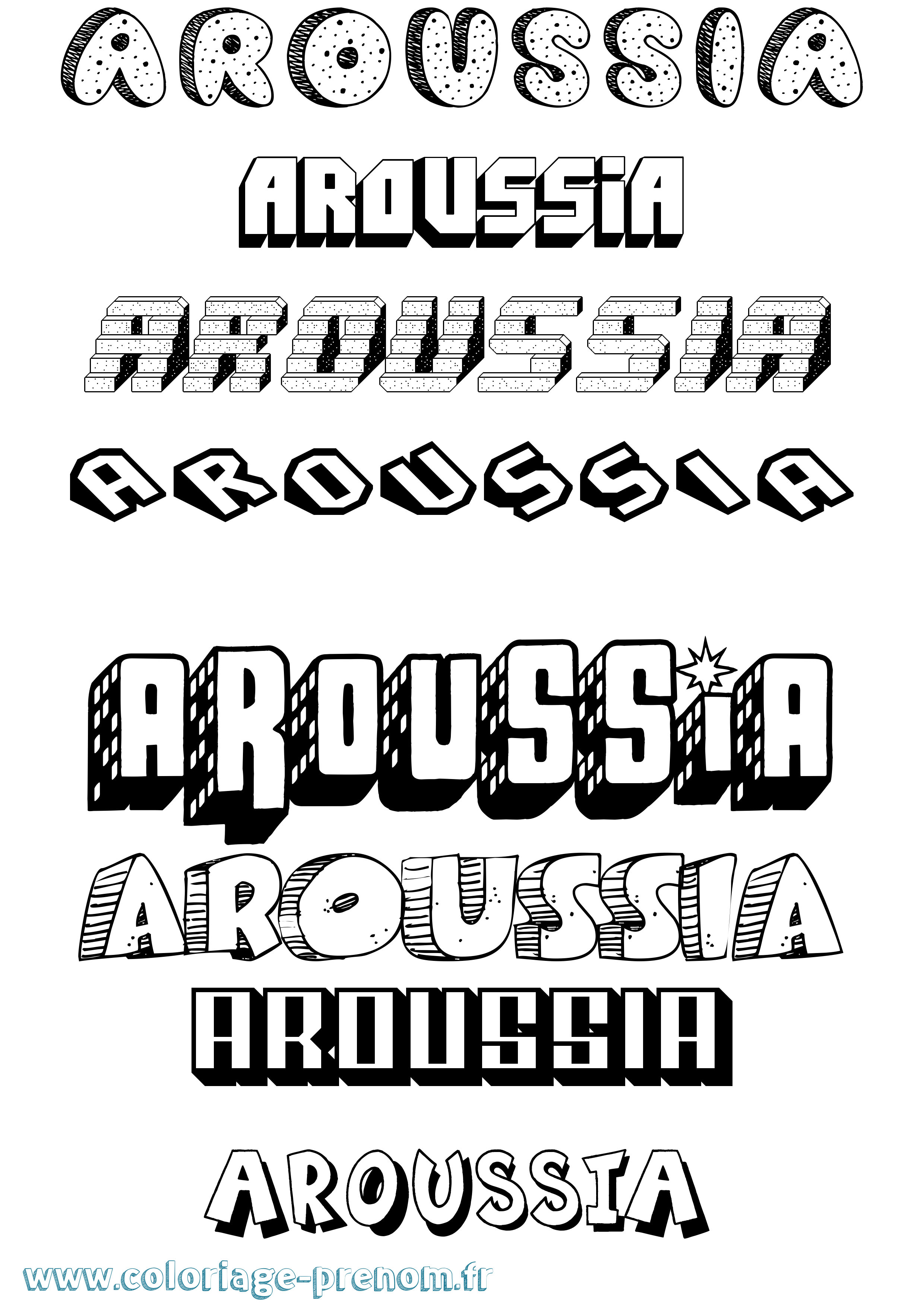 Coloriage prénom Aroussia Effet 3D