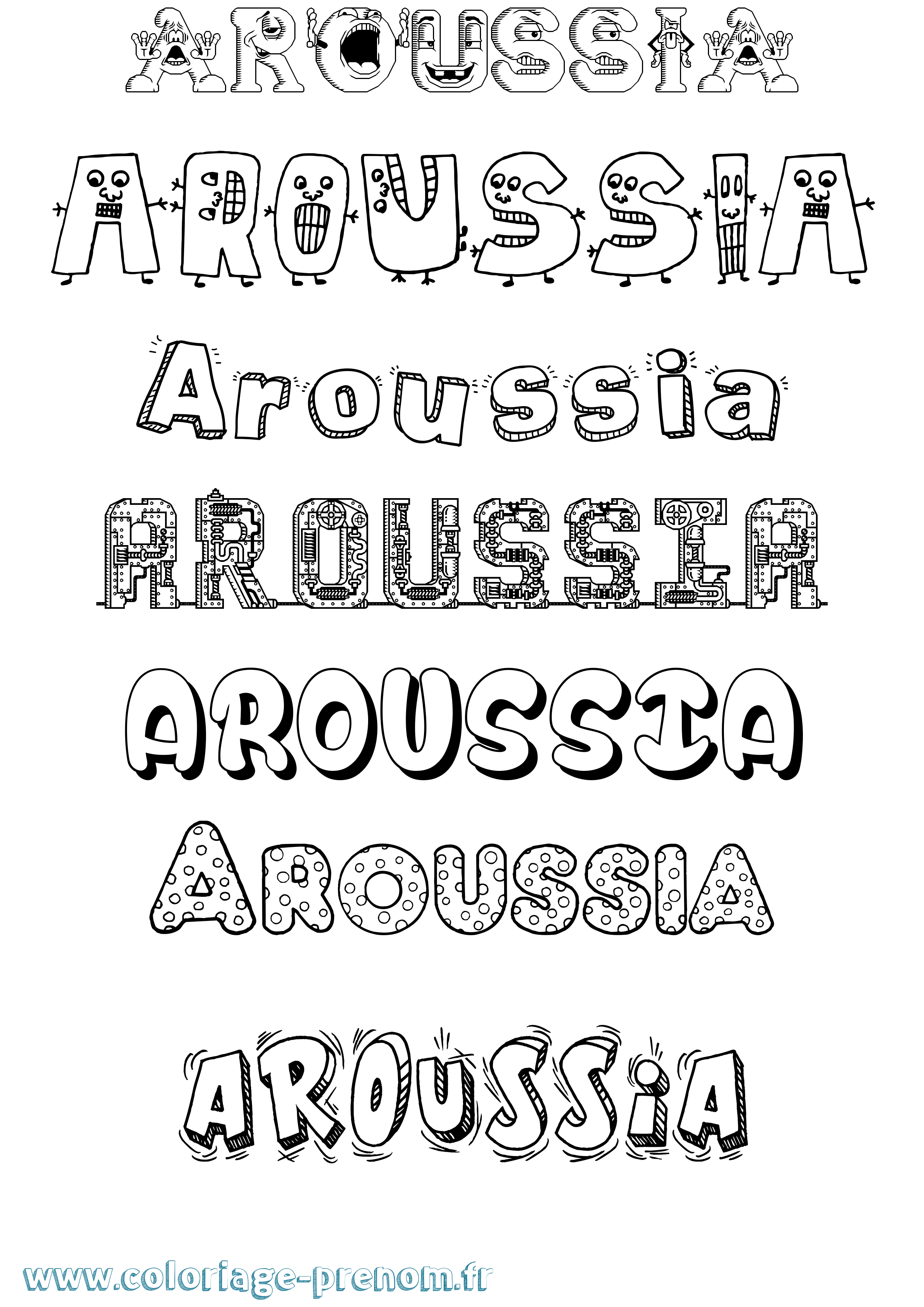 Coloriage prénom Aroussia Fun