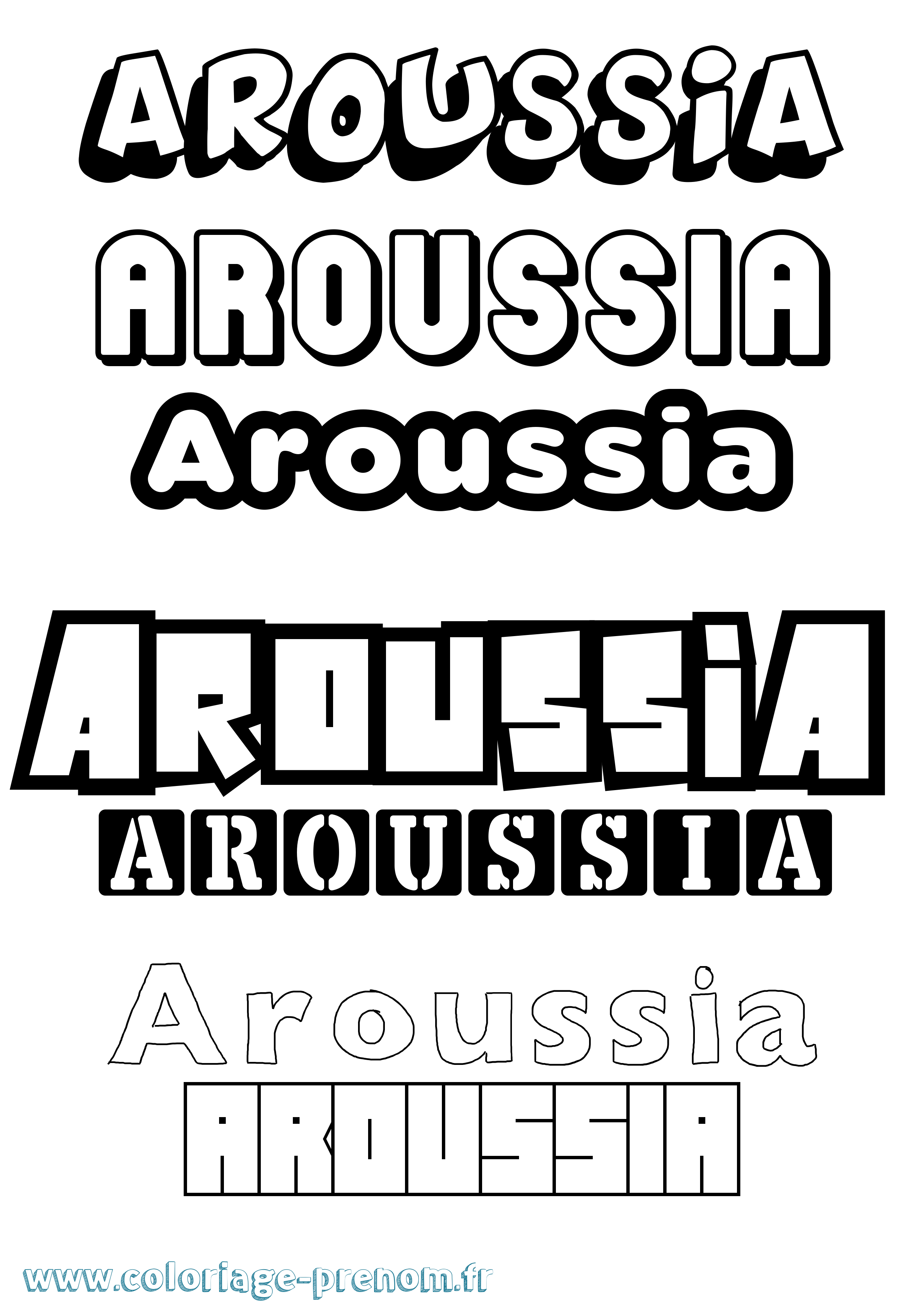 Coloriage prénom Aroussia Simple