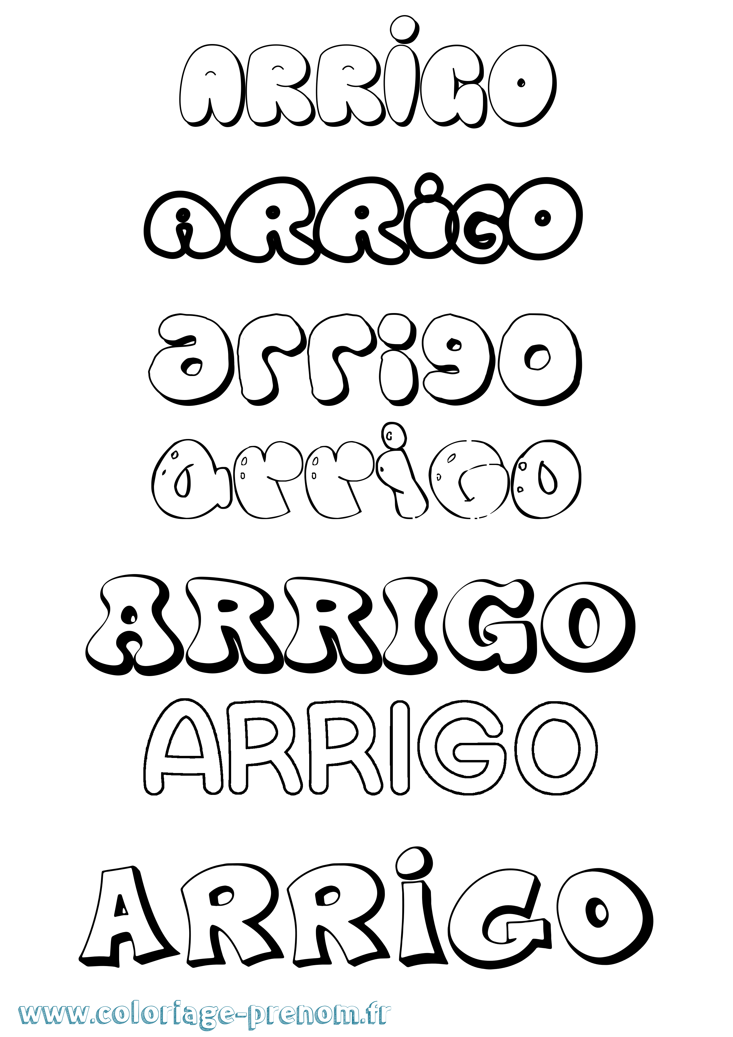Coloriage prénom Arrigo Bubble