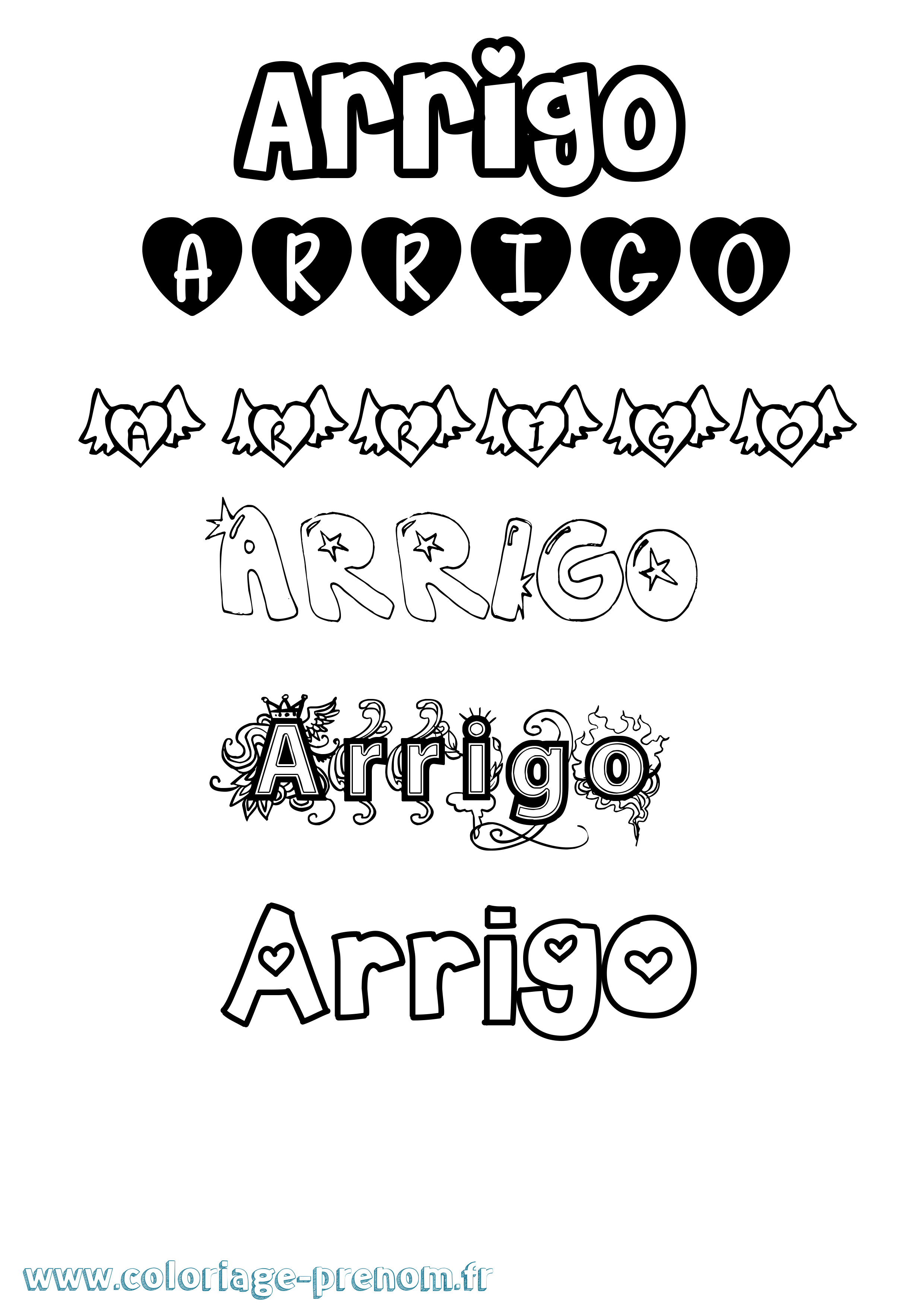 Coloriage prénom Arrigo Girly