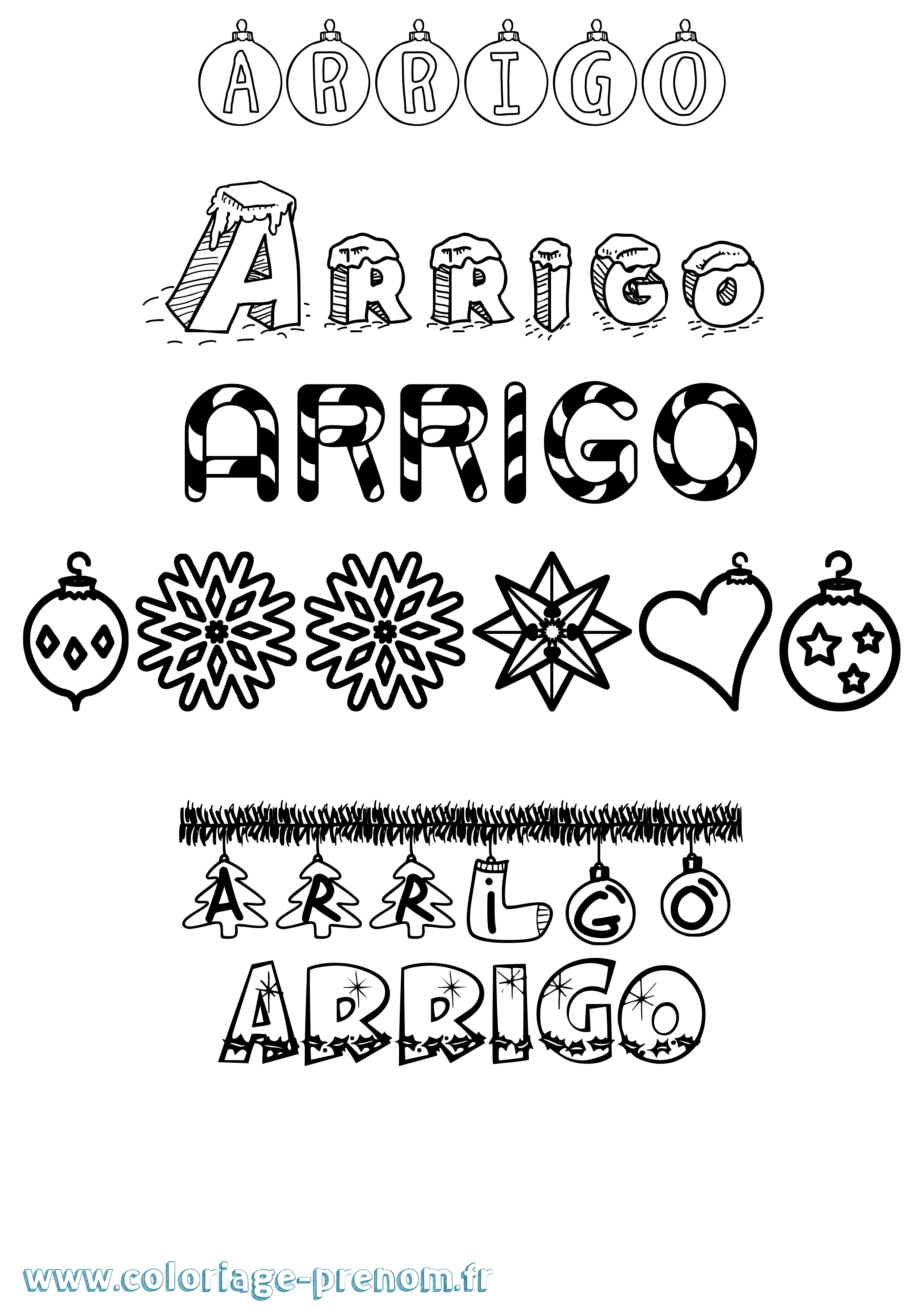 Coloriage prénom Arrigo Noël