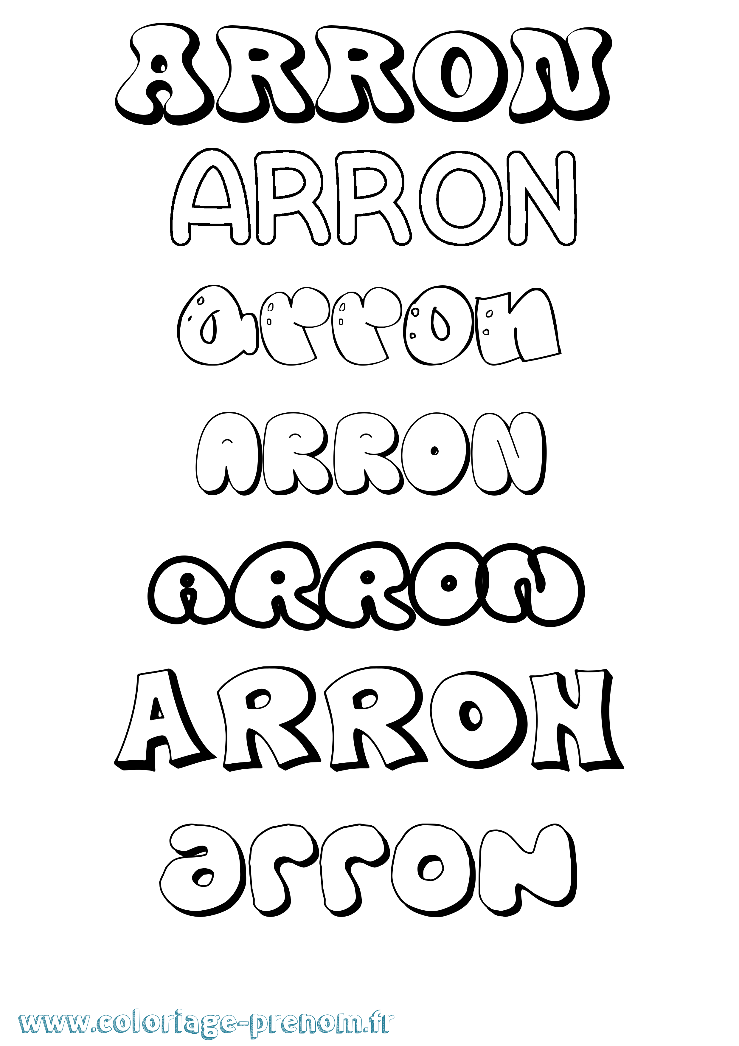 Coloriage Arron Bubble Coloriage prénom Arron Bubble