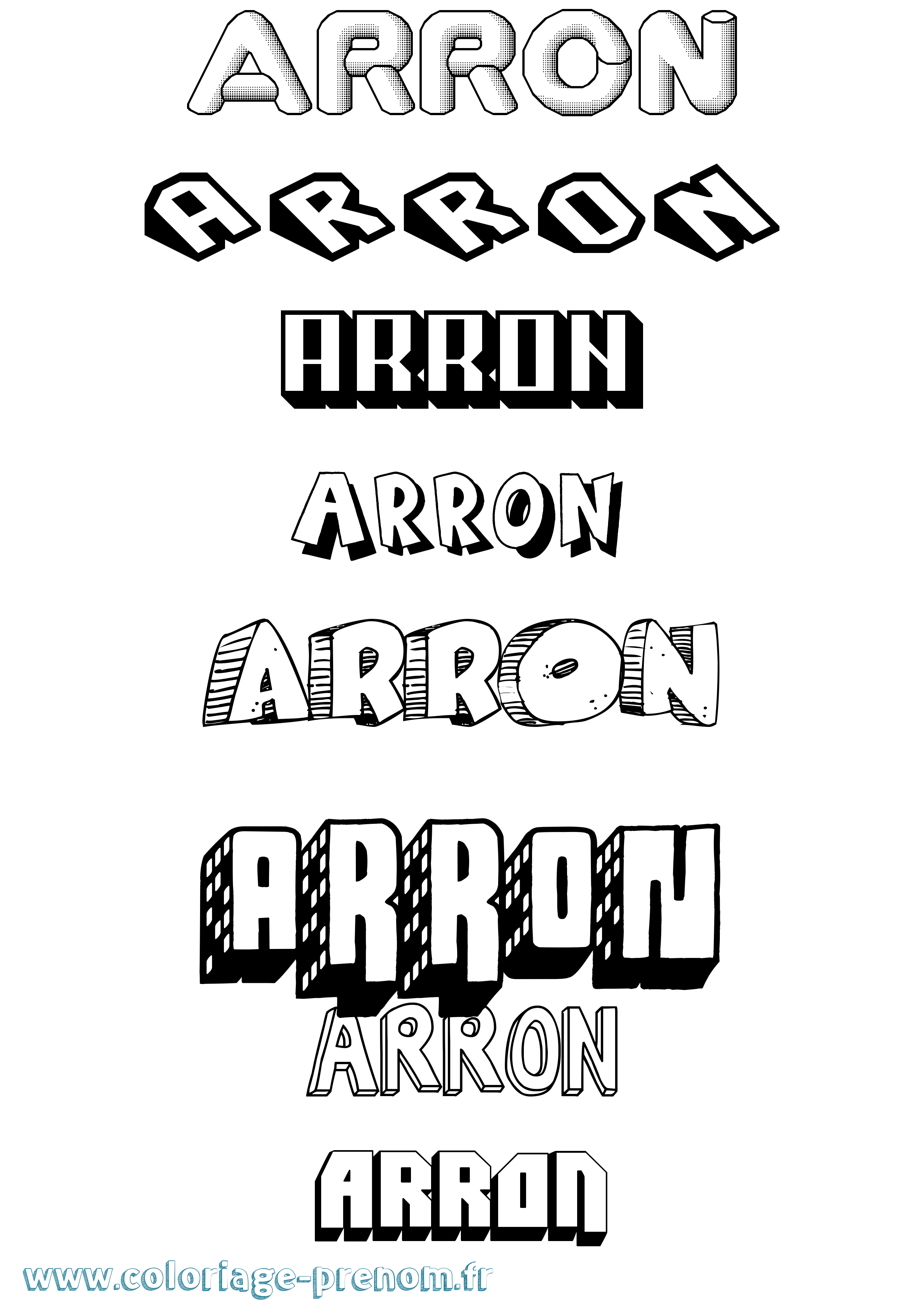 Coloriage Arron Effet 3D Coloriage prénom Arron Effet 3D