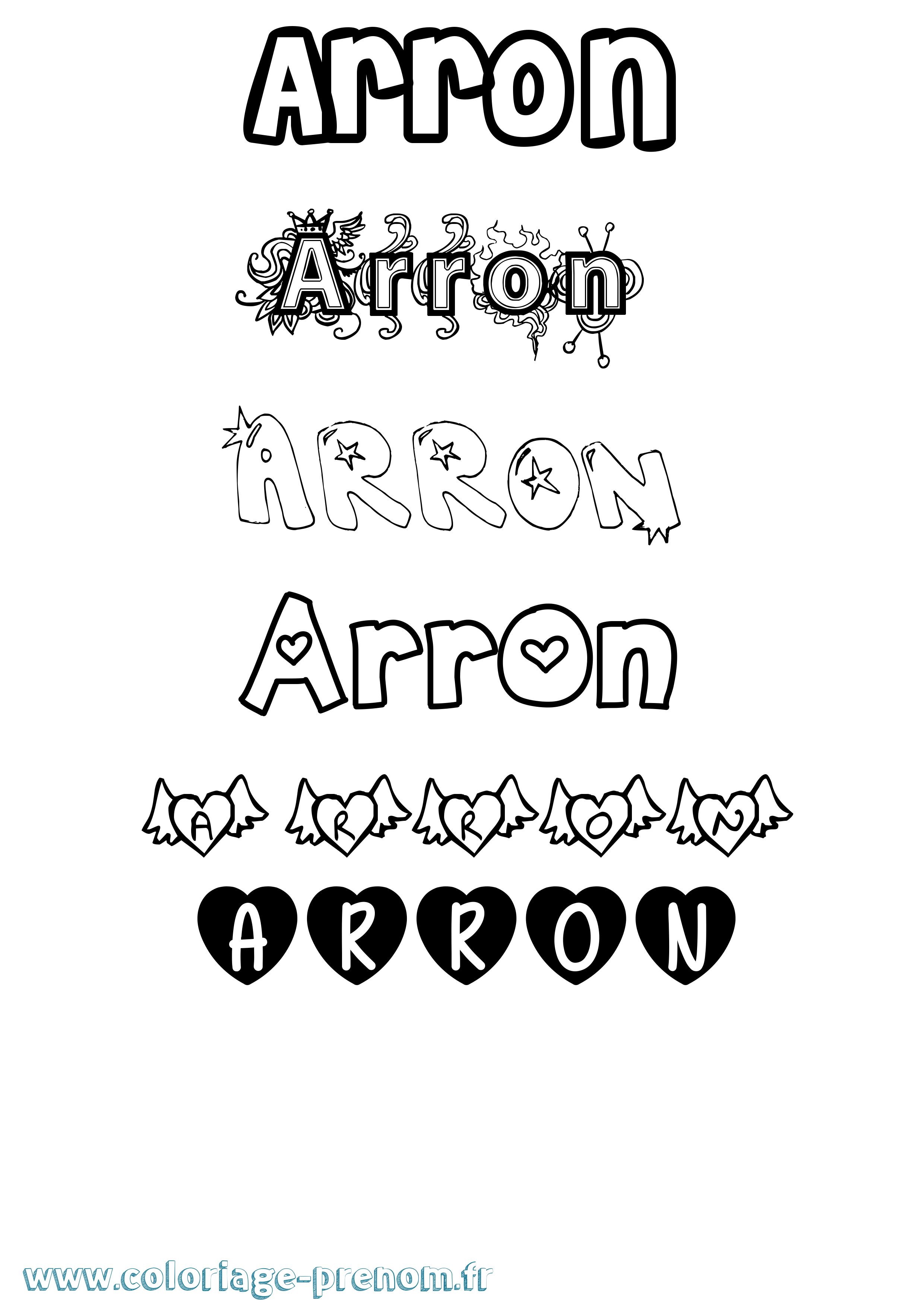 Coloriage Arron Girly Coloriage prénom Arron Girly