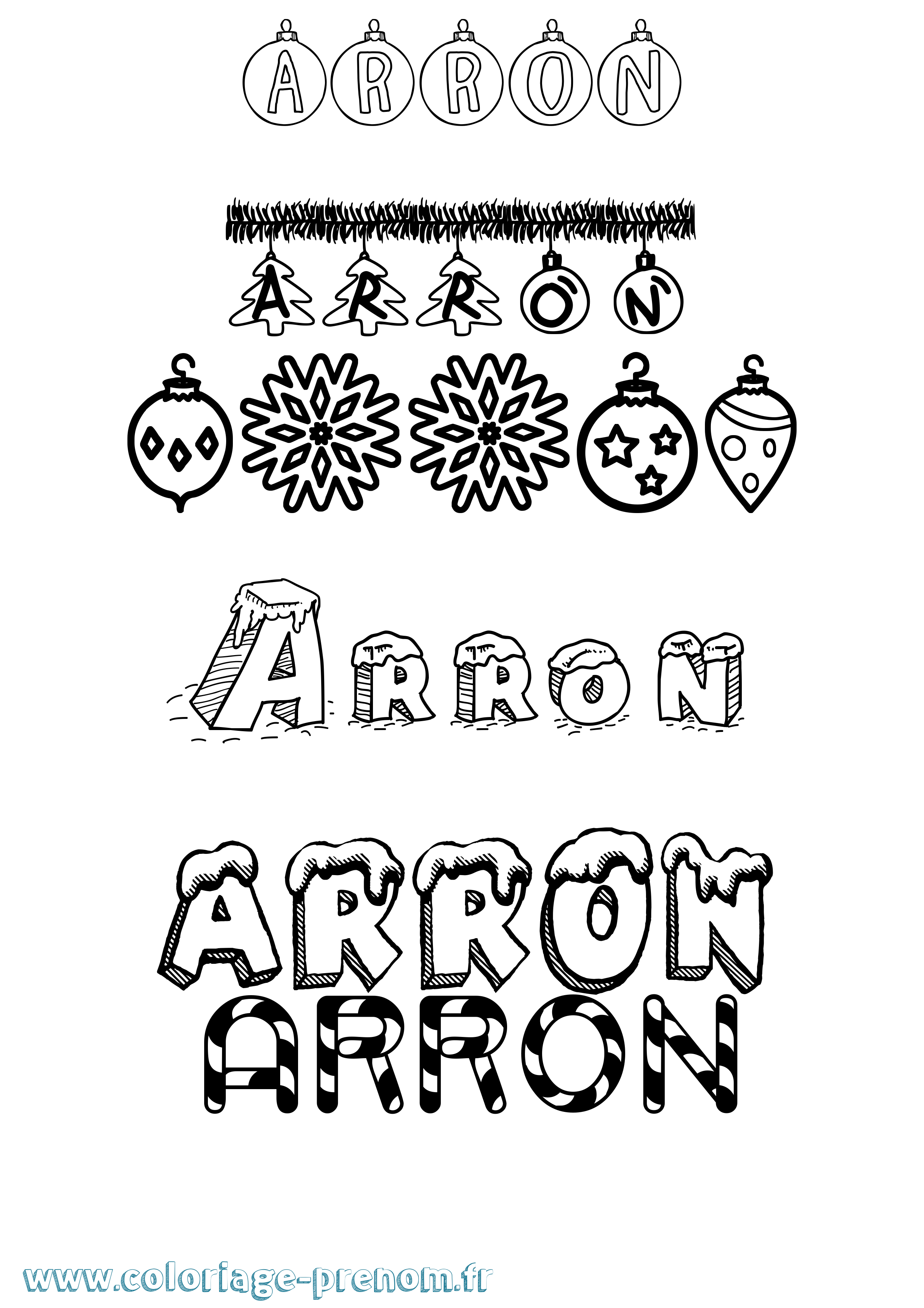 Coloriage Arron Noël Coloriage prénom Arron Noël