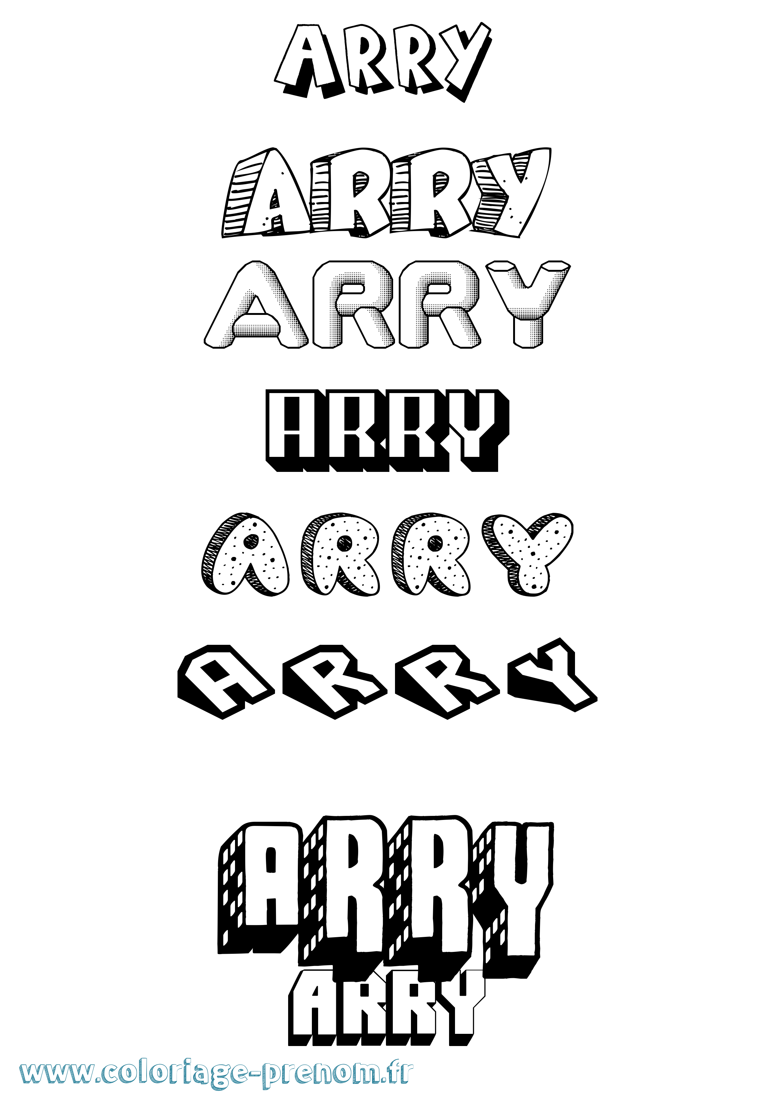 Coloriage prénom Arry Effet 3D