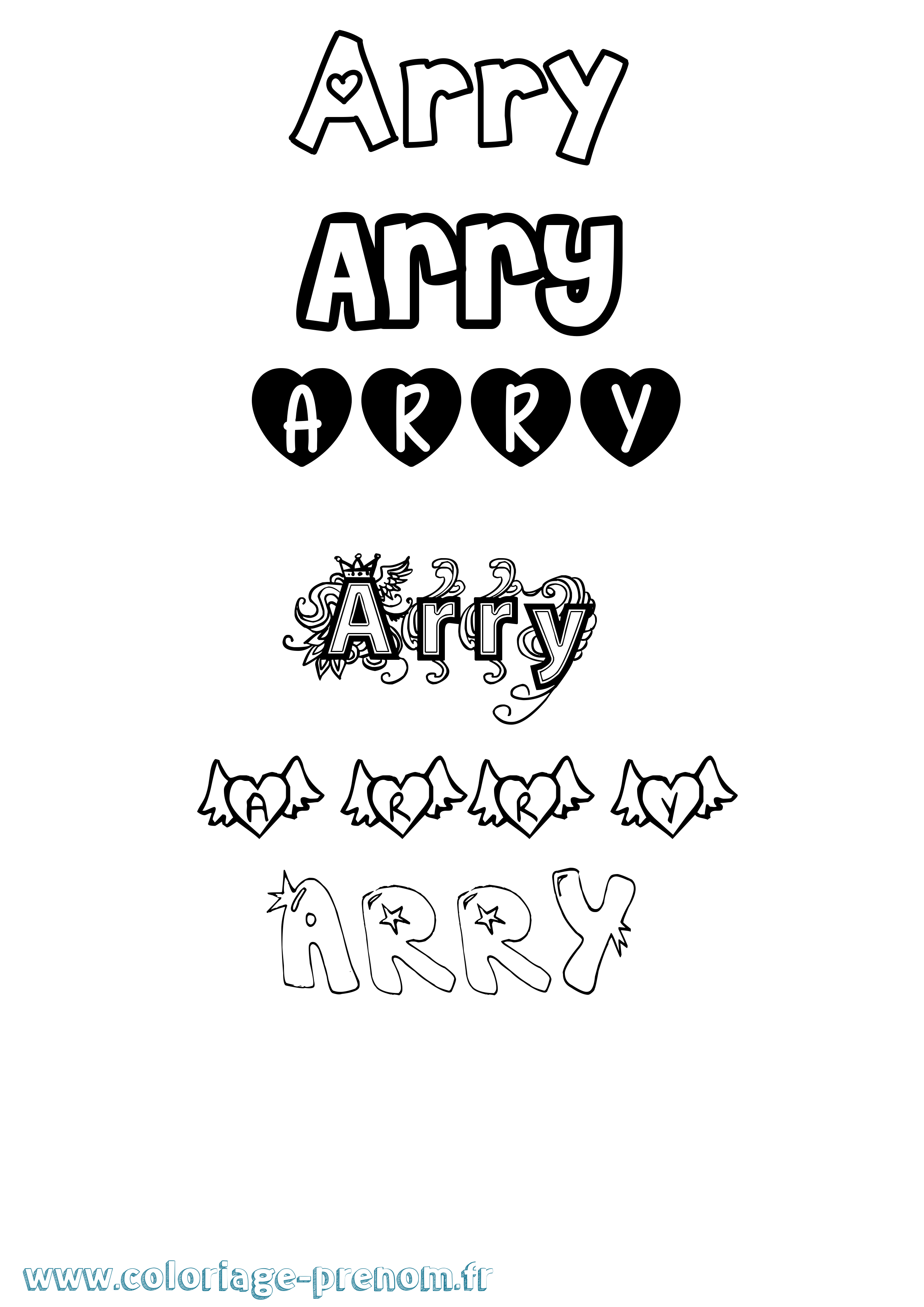 Coloriage prénom Arry Girly