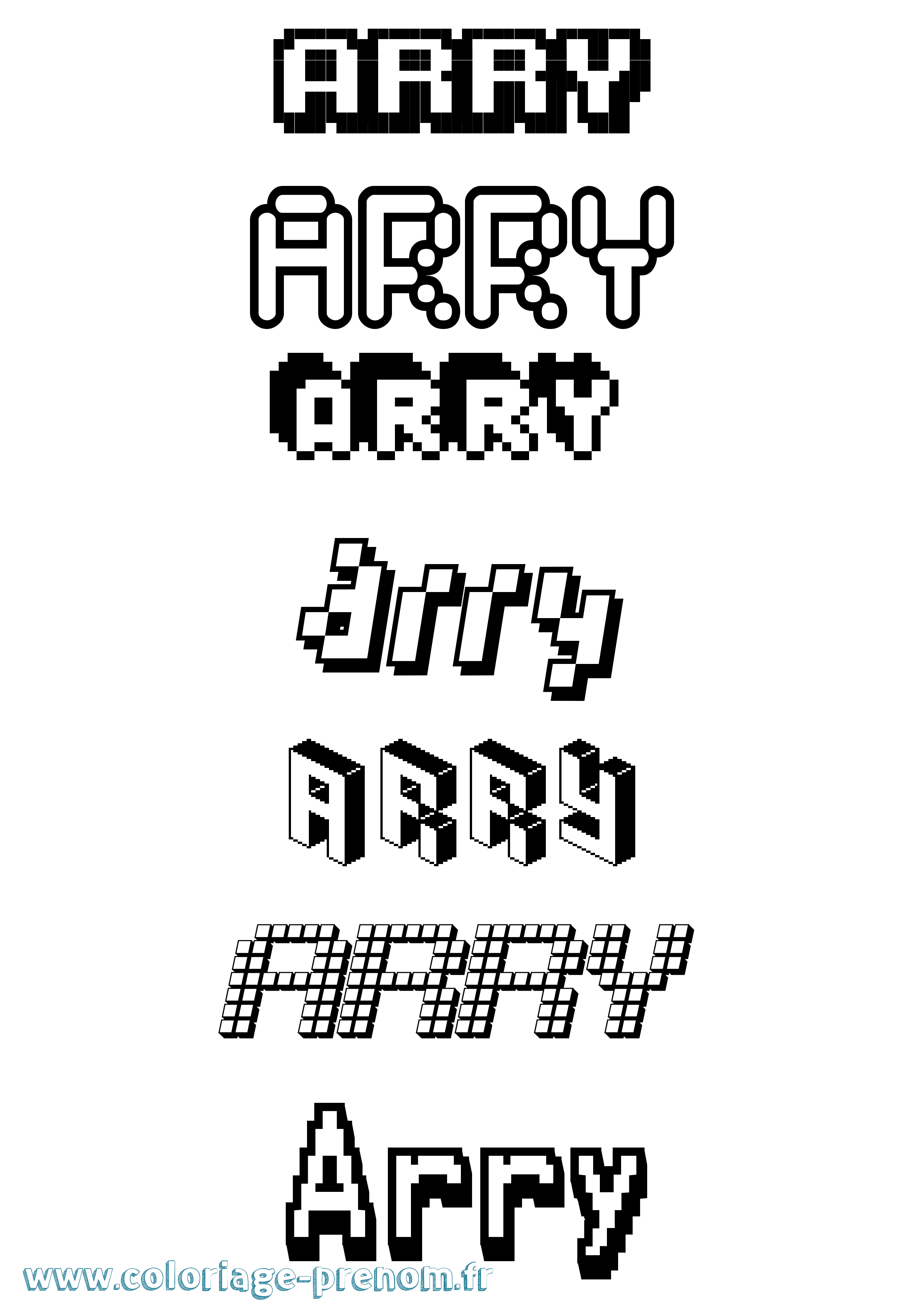 Coloriage prénom Arry Pixel