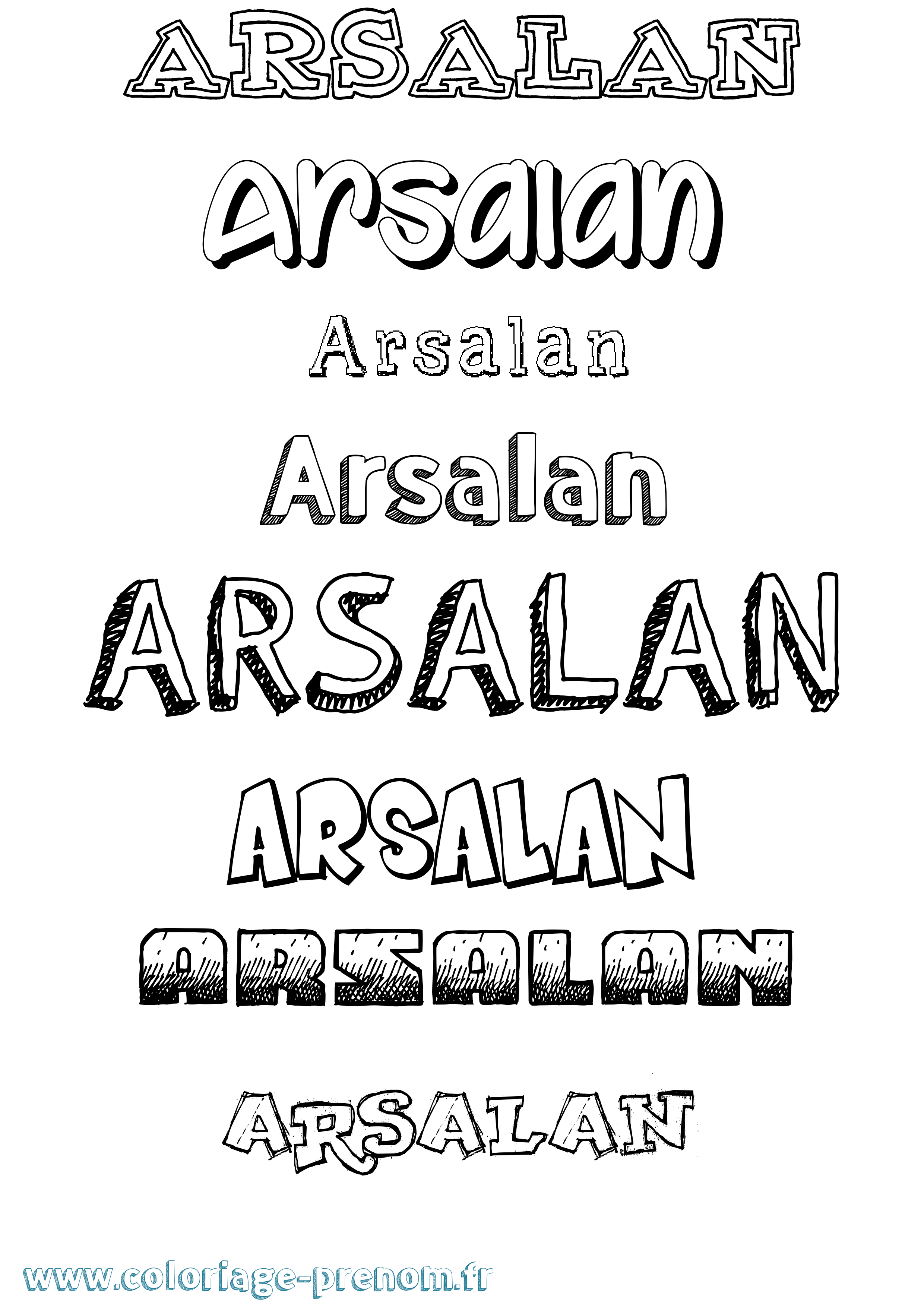 Coloriage prénom Arsalan Dessiné