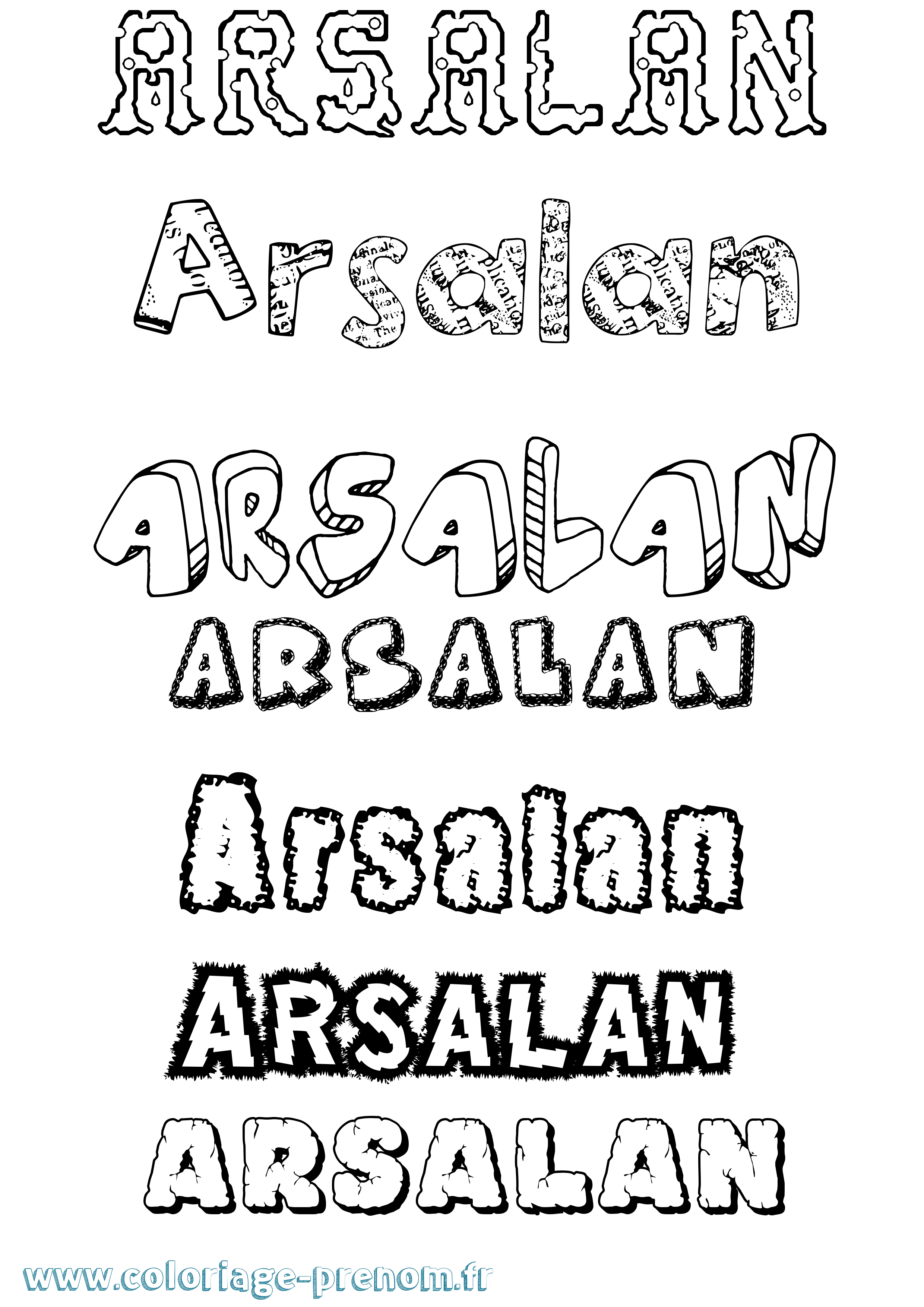 Coloriage prénom Arsalan Destructuré