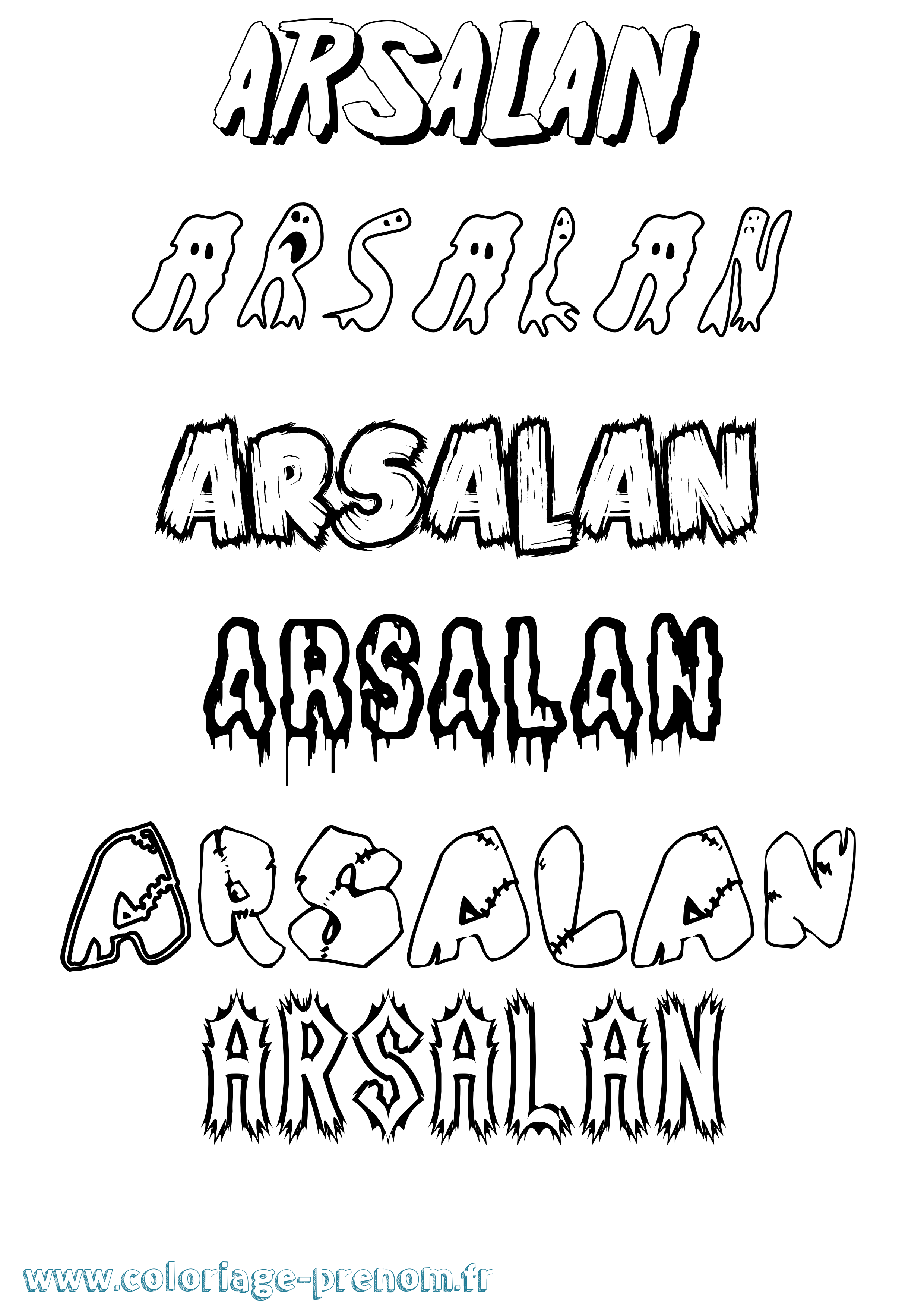 Coloriage prénom Arsalan Frisson