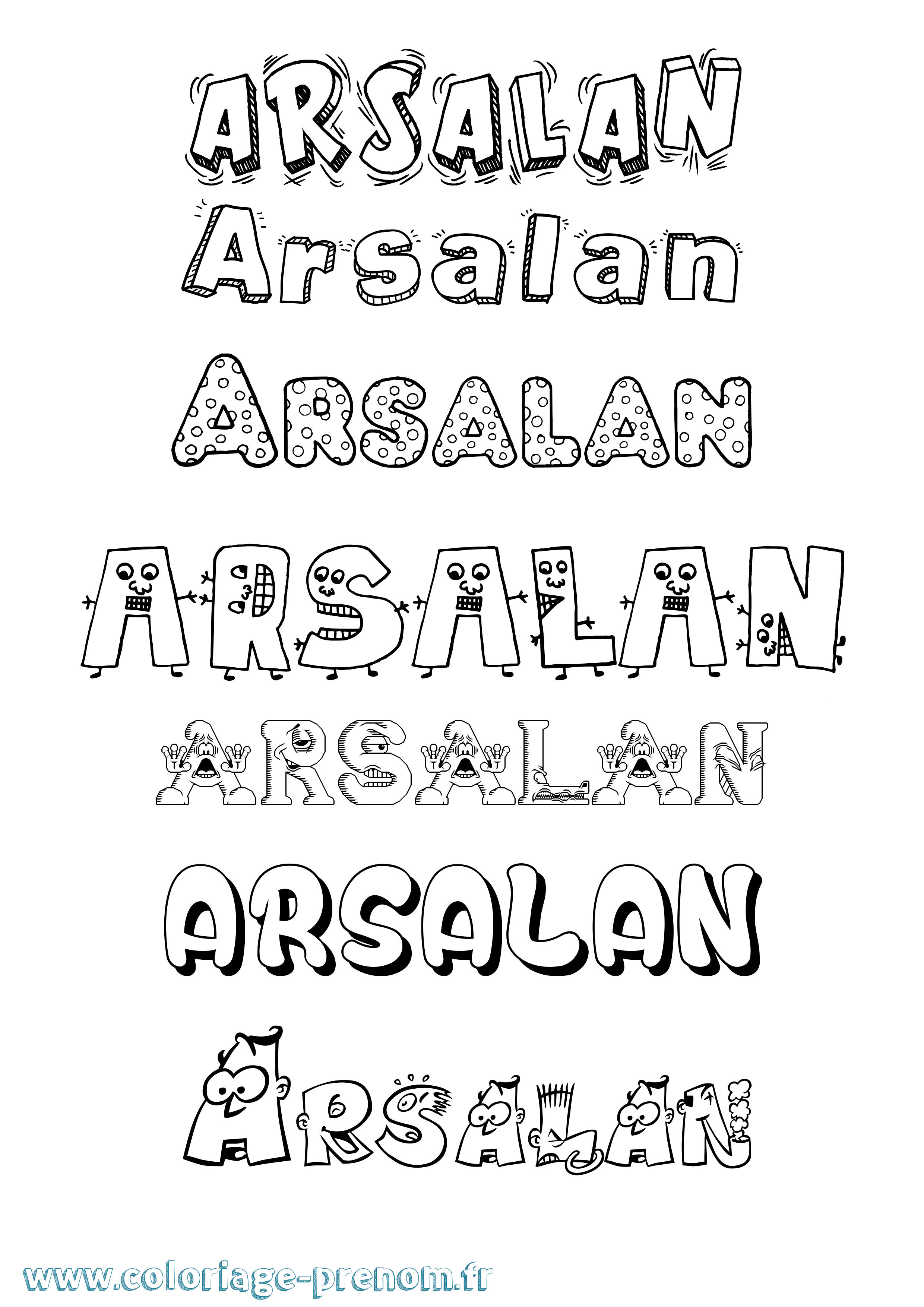 Coloriage prénom Arsalan Fun