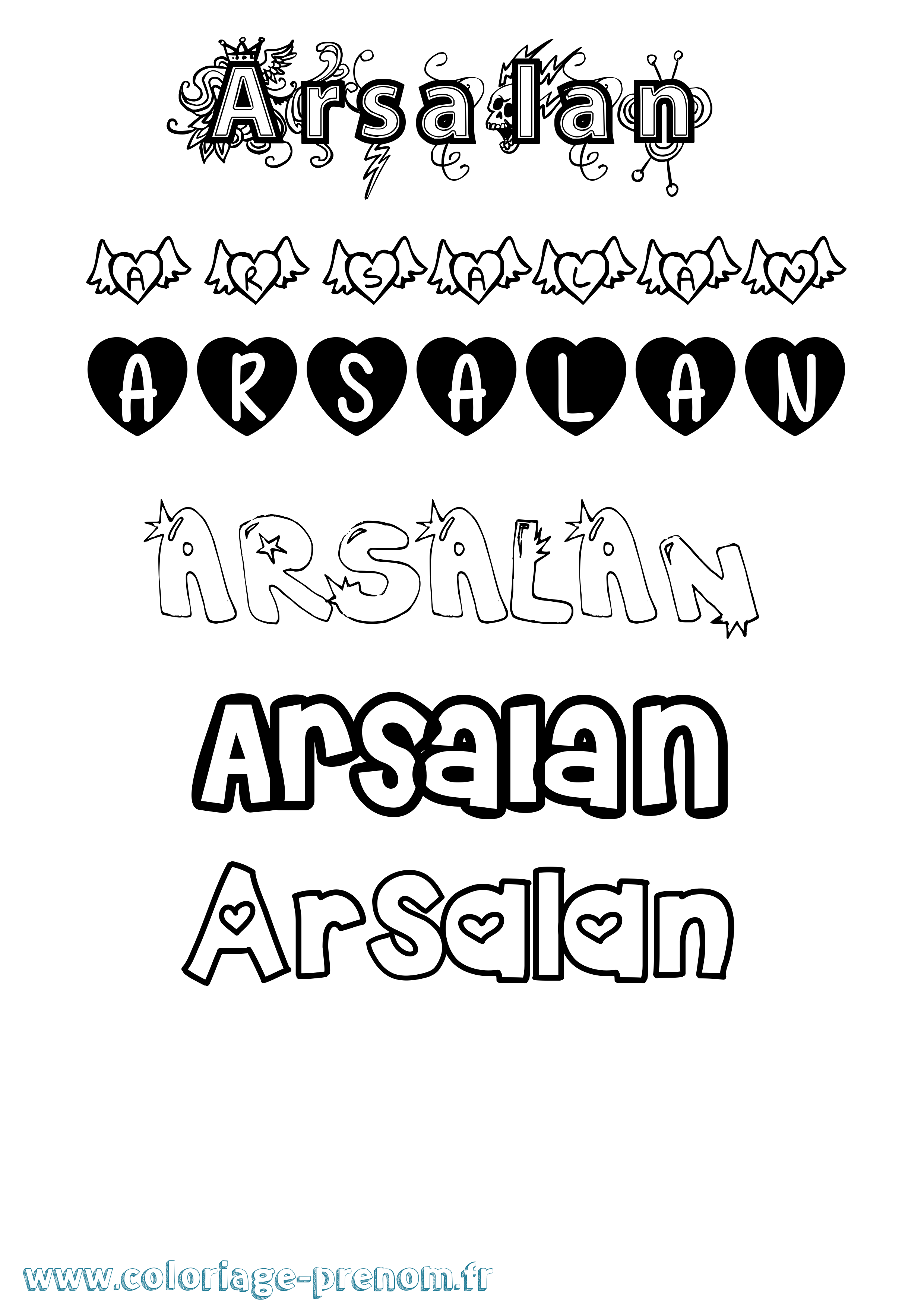 Coloriage prénom Arsalan Girly