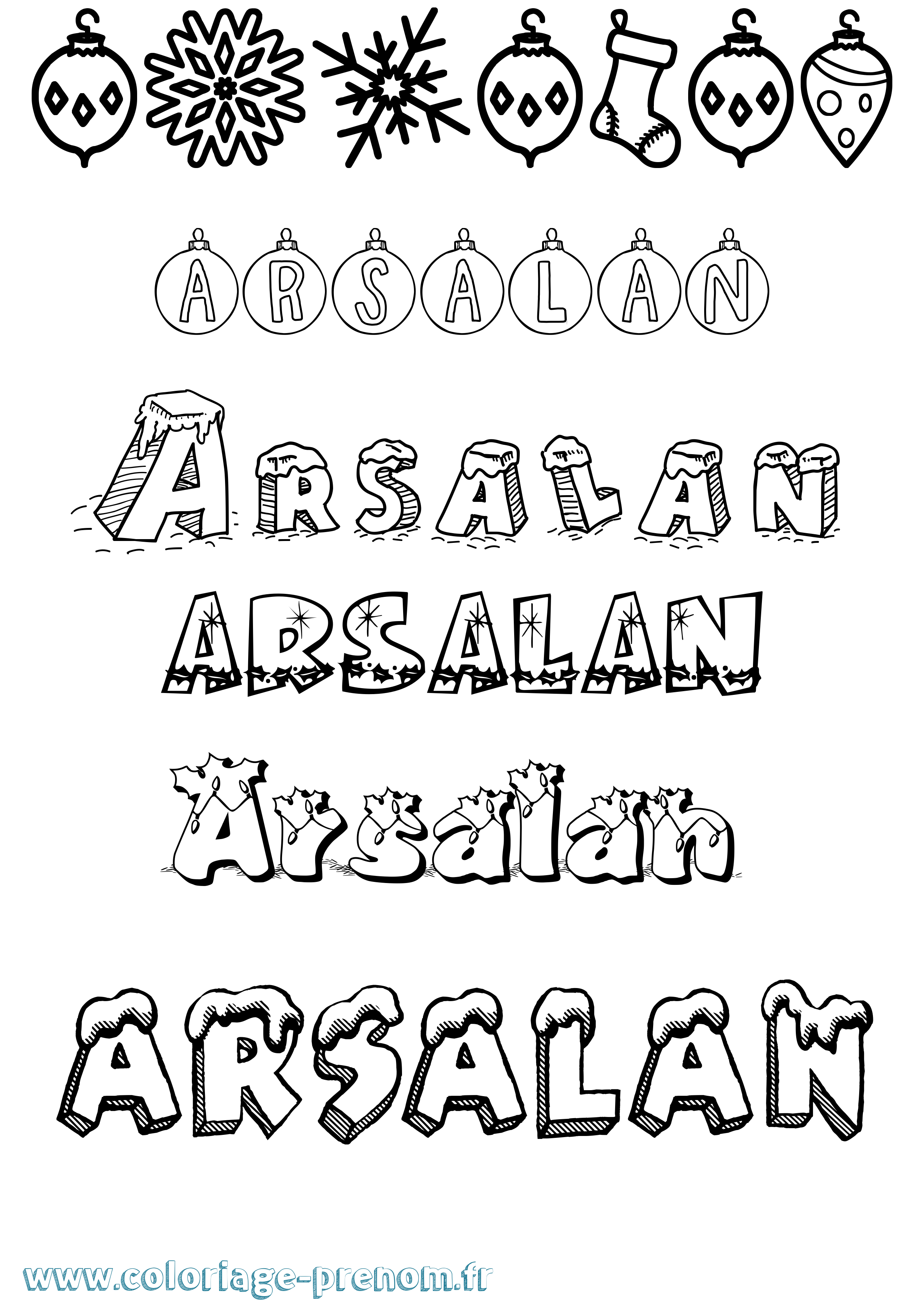 Coloriage prénom Arsalan Noël
