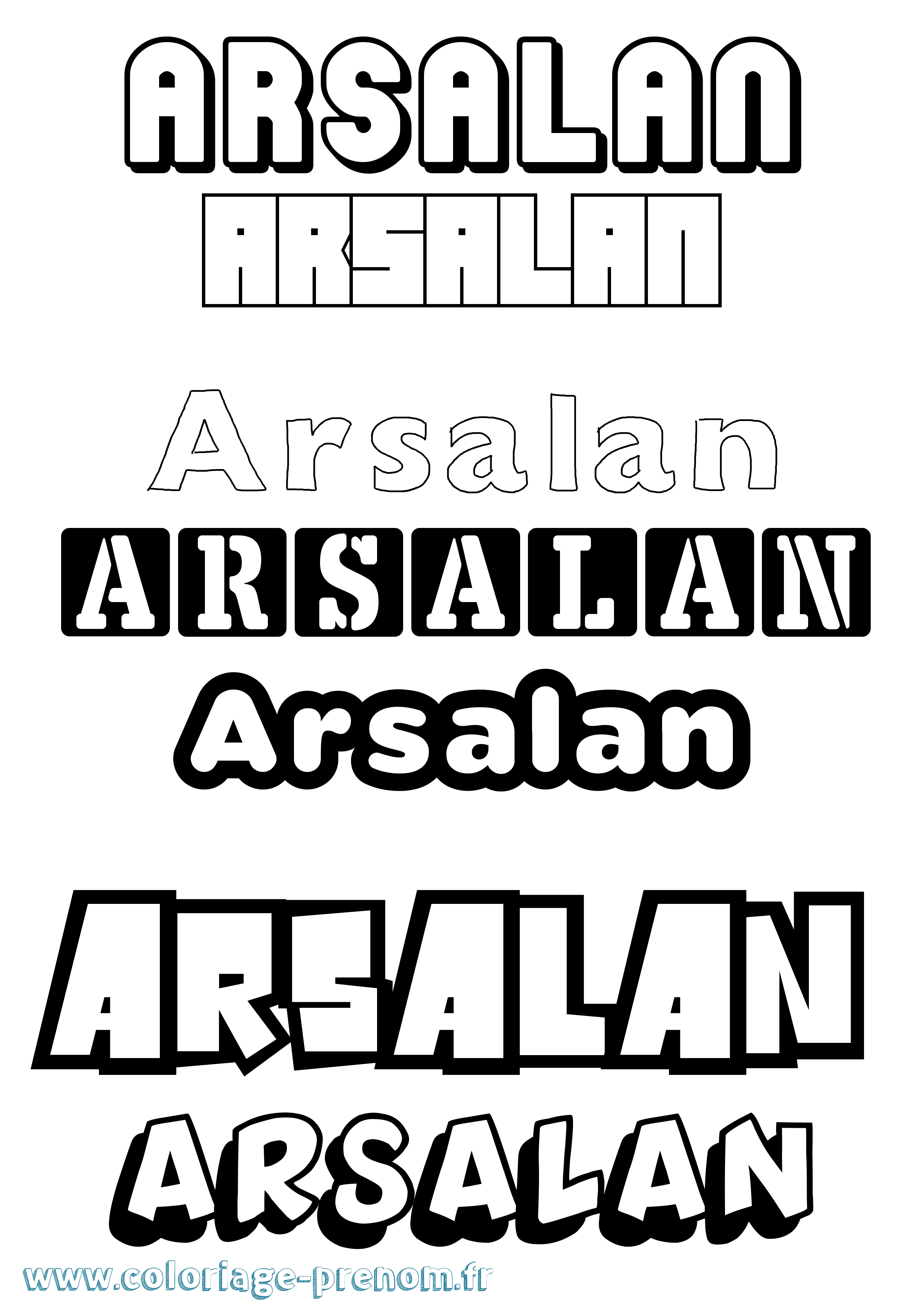 Coloriage prénom Arsalan Simple