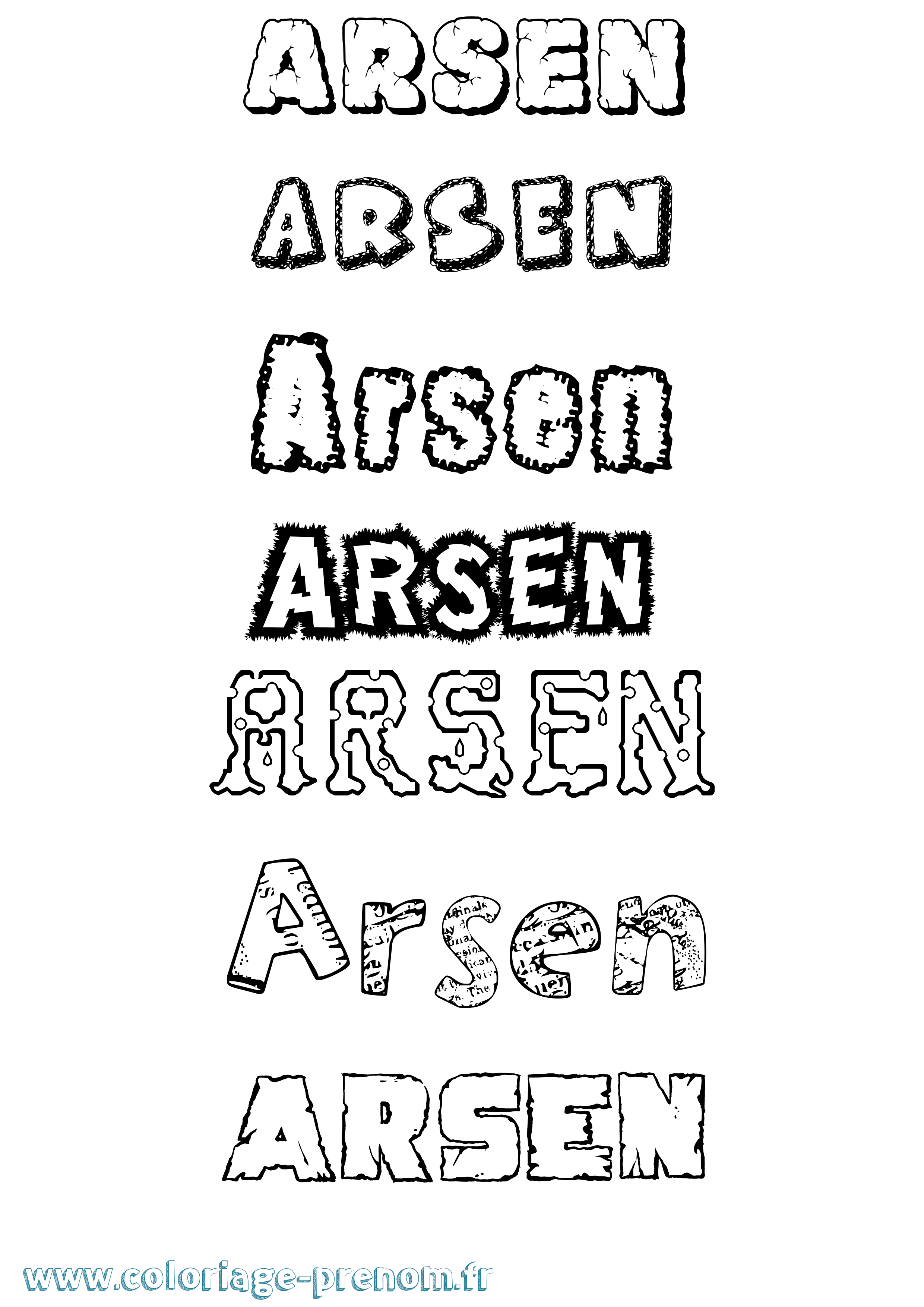 Coloriage Arsen Destructuré Coloriage prénom Arsen Destructuré